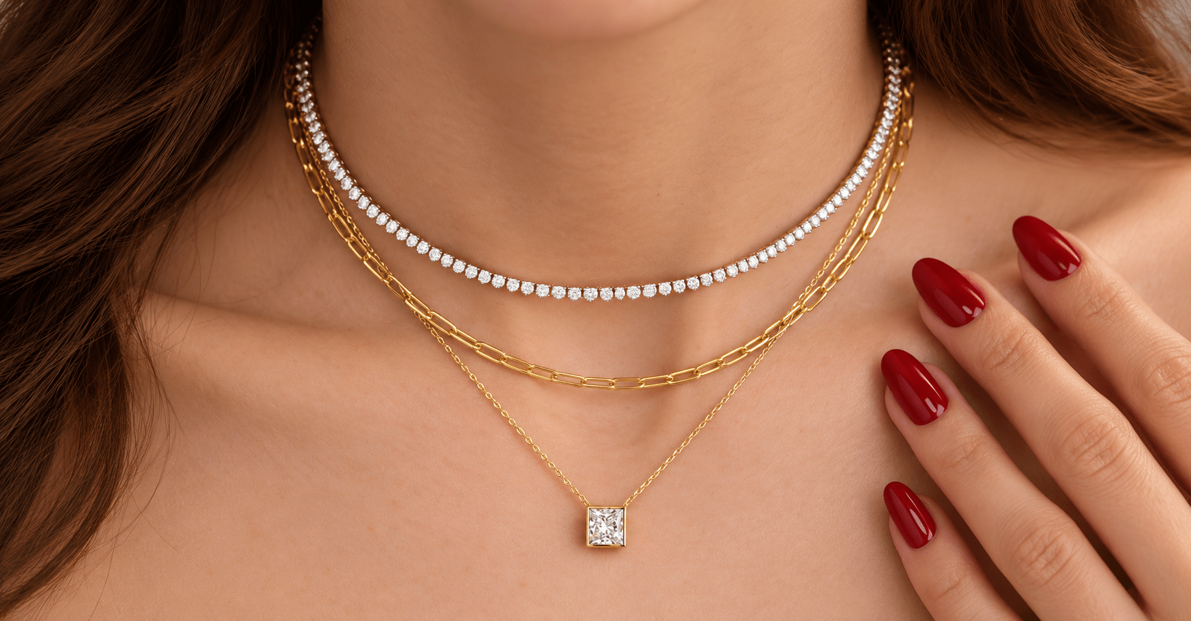 How to Layer a Tennis Necklace - Simple Styling Tips - Evara Jewelry LLC