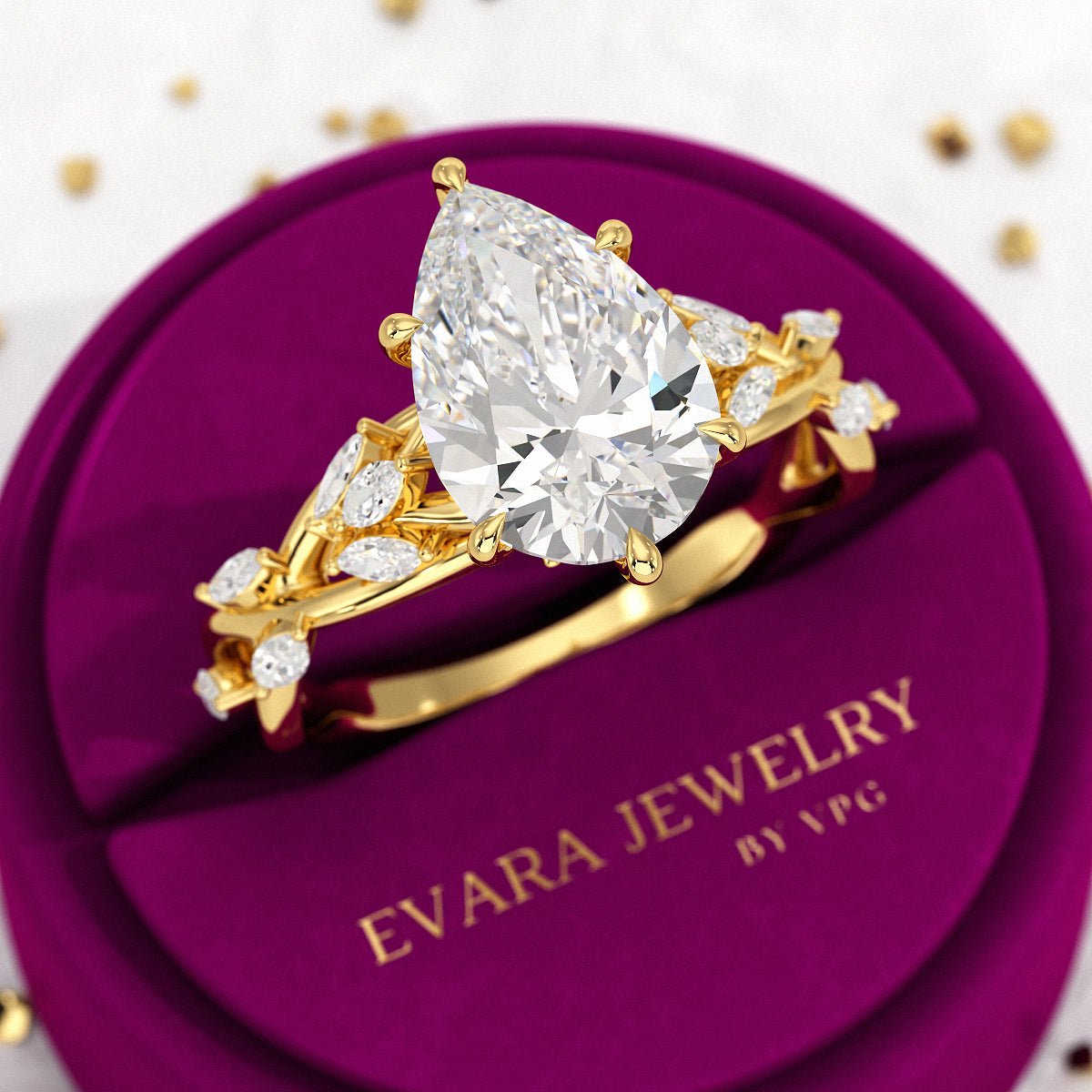Pear Cut Engagement Rings - Evara Jewelry LLC
