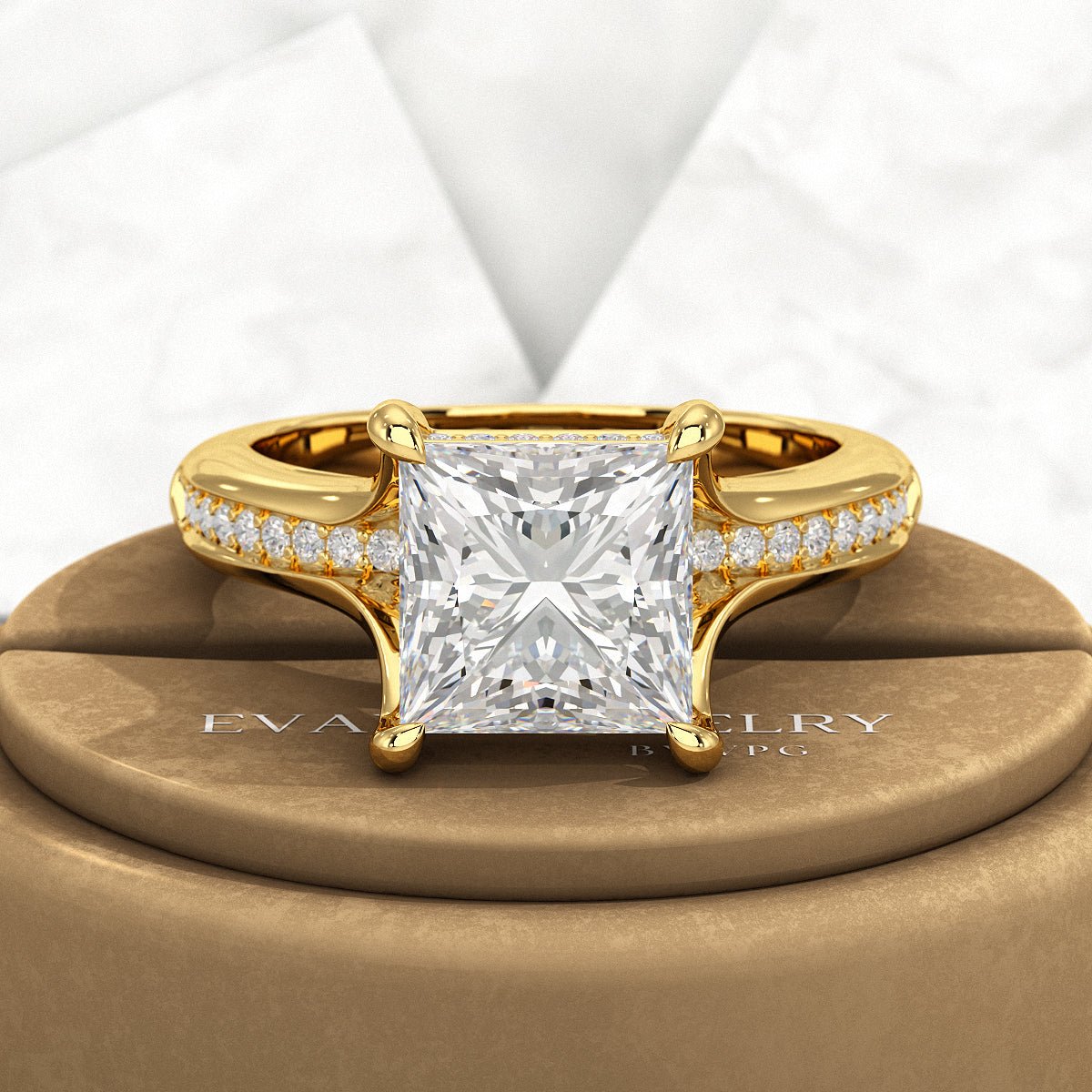 Princess Cut Diamond Engagement Ring - Evara Jewelry LLC