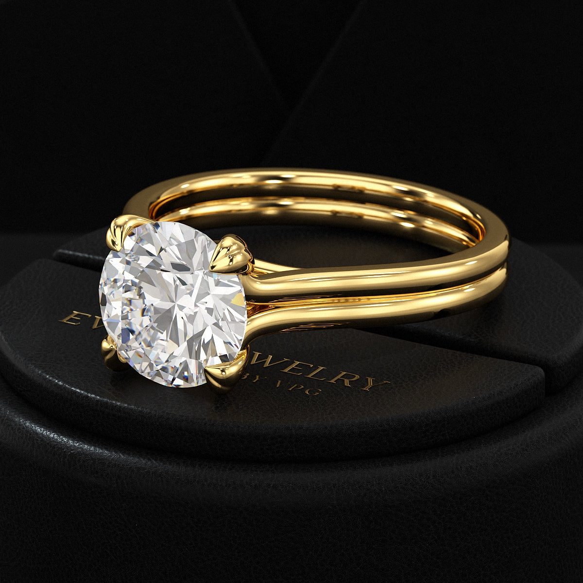 5 Carat Round Cut Lab Grown Diamond Twin Band Engagement Ring