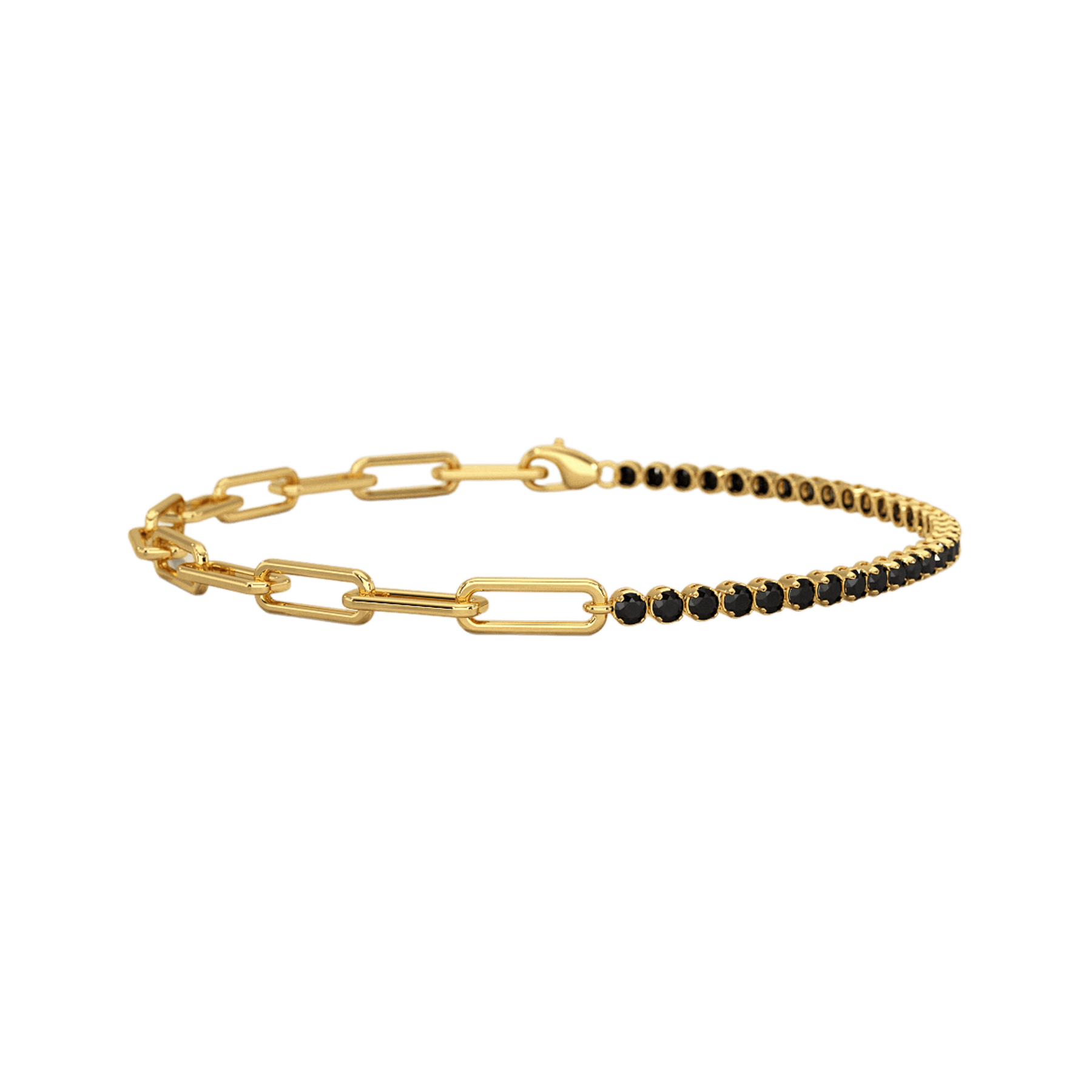 1.32 Carat Black Diamond & Paperclip 50-50 Tennis Bracelet