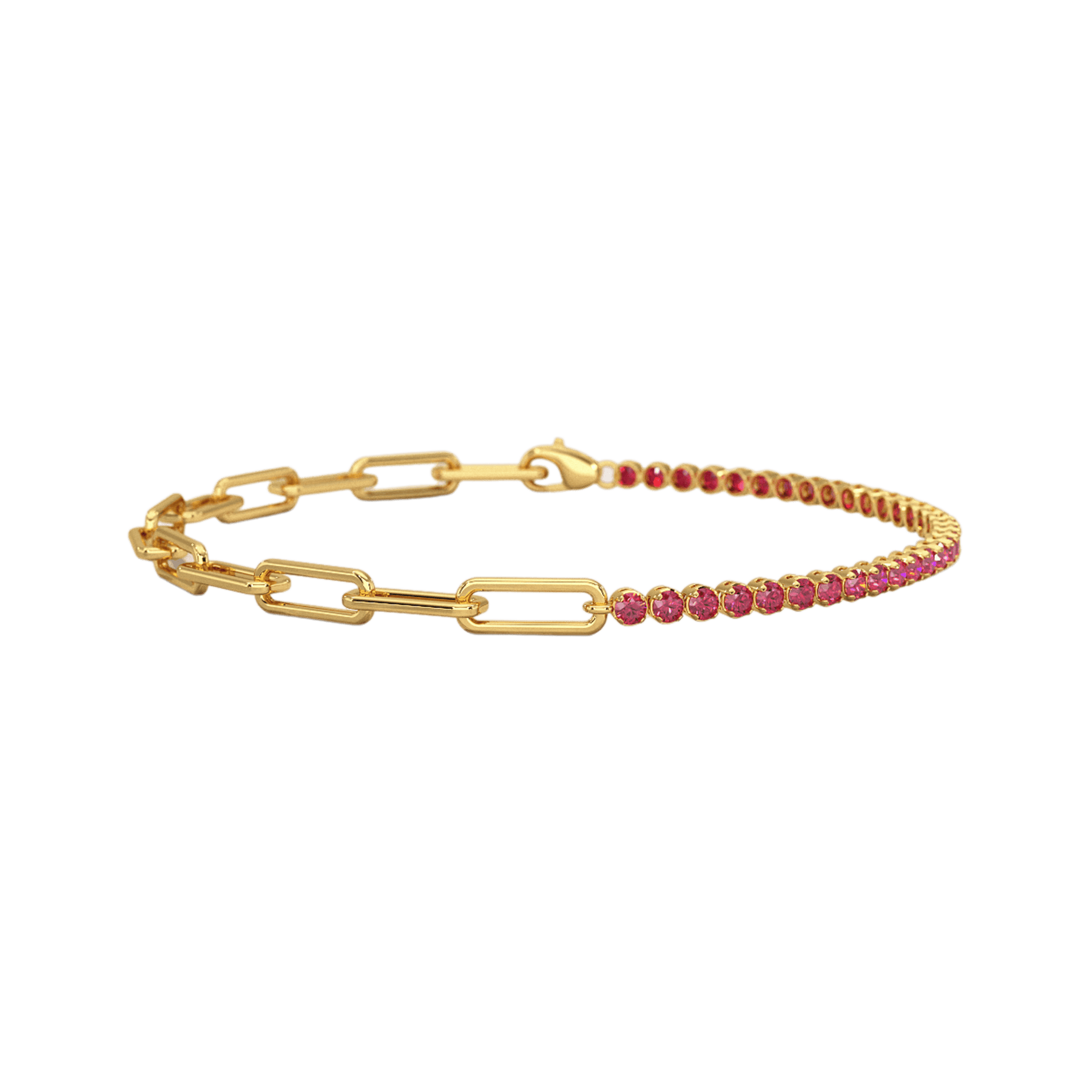 Natural Ruby & Paperclip 50-50 Tennis Bracelet