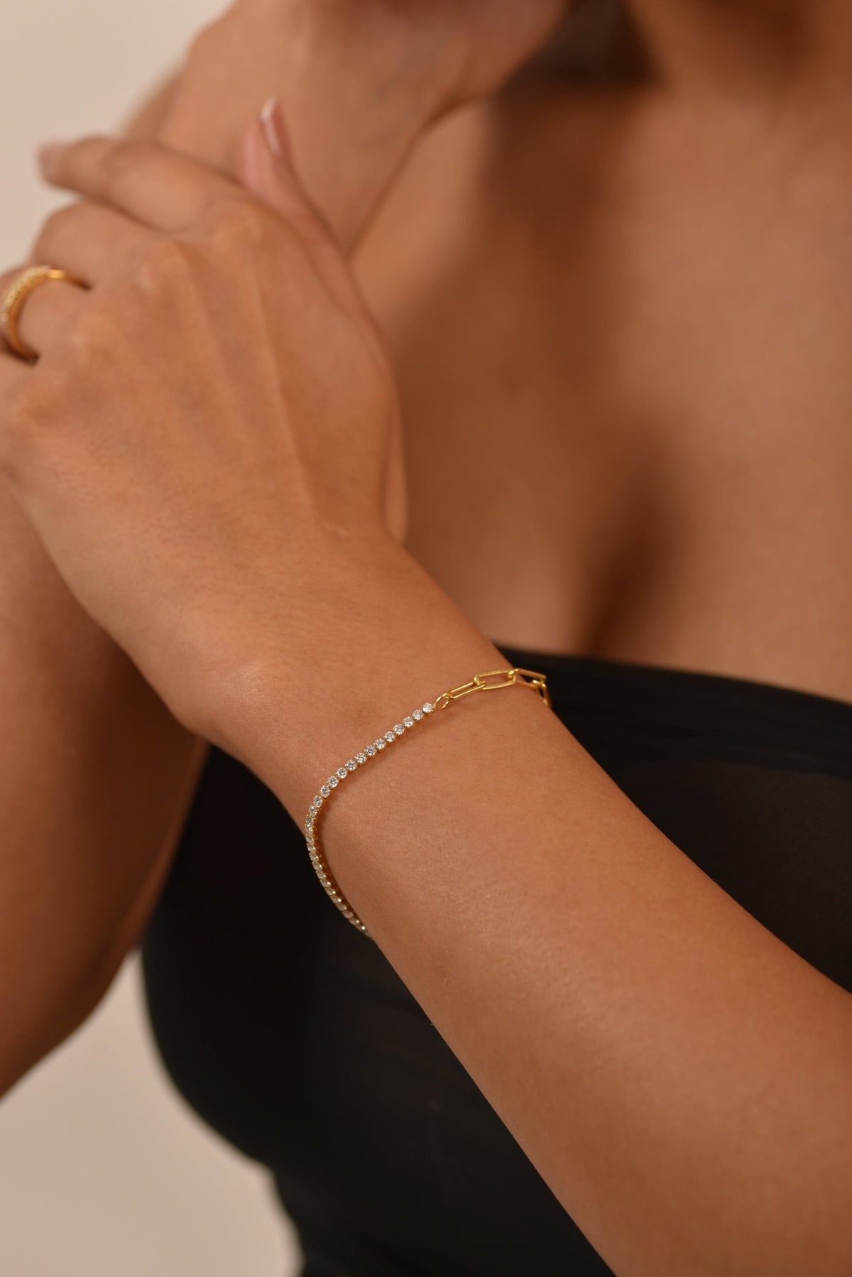 1.38 Carats Diamond & Paperclip 50 - 50 Tennis Bracelet - Lab Grown Diamond - Evara Jewelry LLC