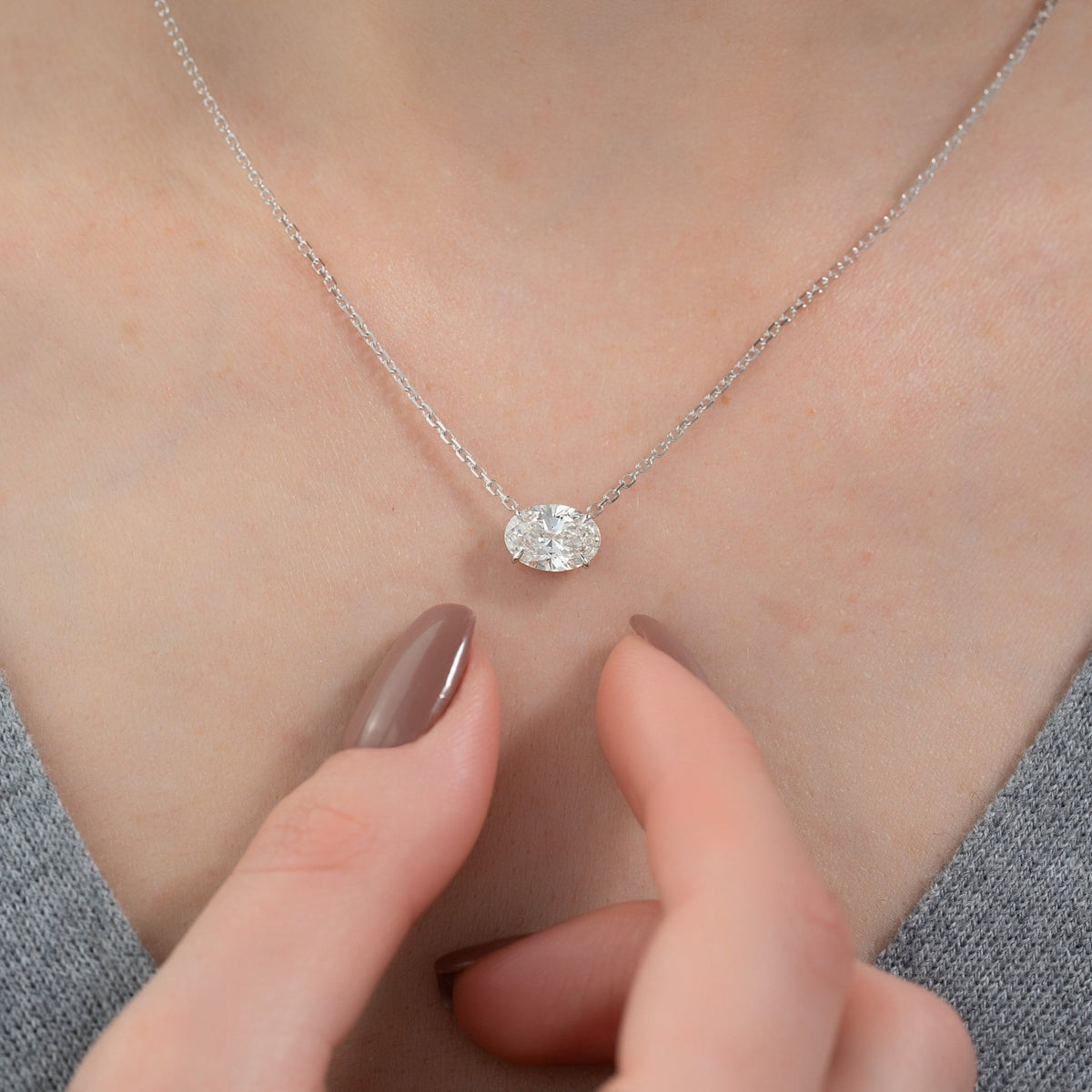 1.50 Carat Oval Diamond Solitaire Pendant Necklace - Evara Jewelry LLC
