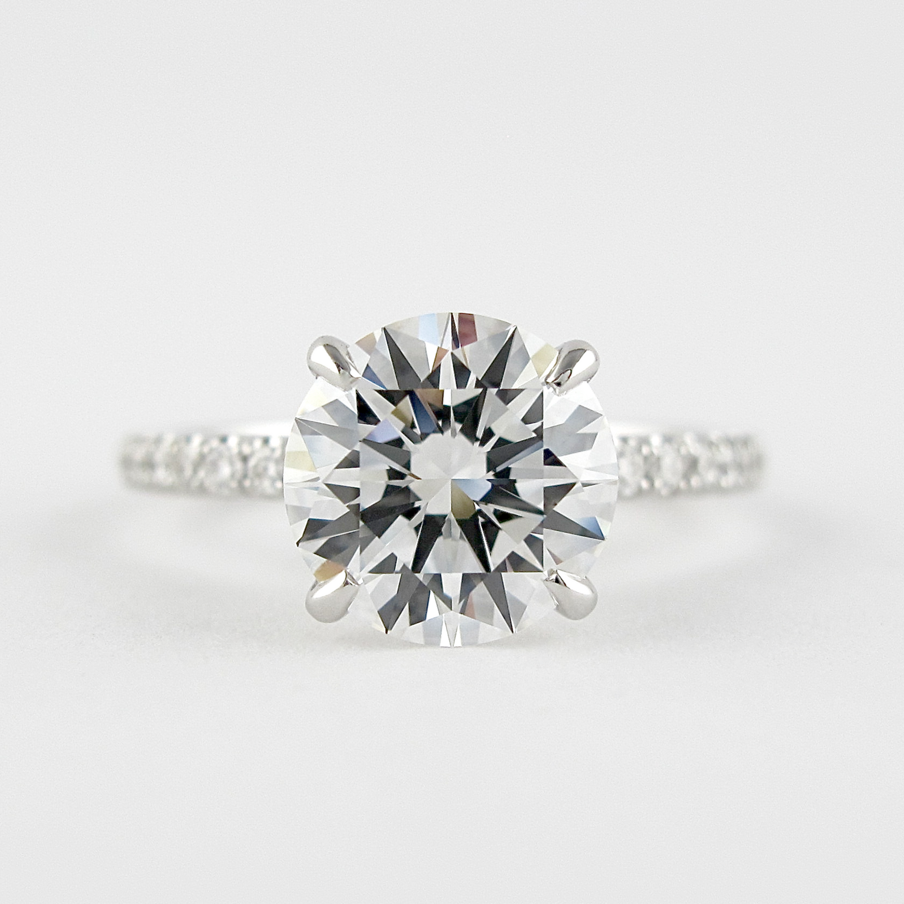 3 Carat Round Lab Grown Diamond Classic Wedding Ring with Pave Band