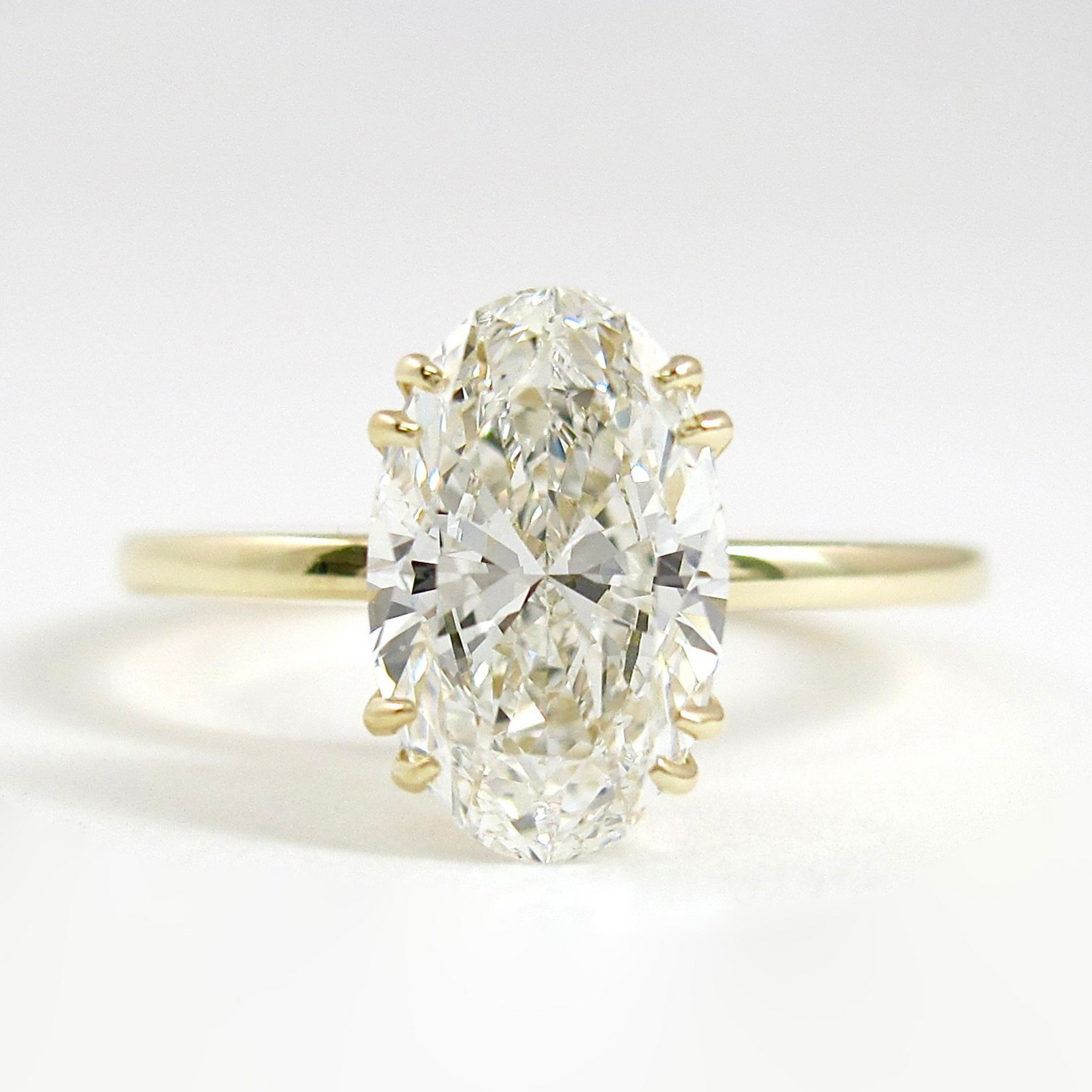 2 Carat Oval Cut 8 V Prongs Minimalist Engagement Ring