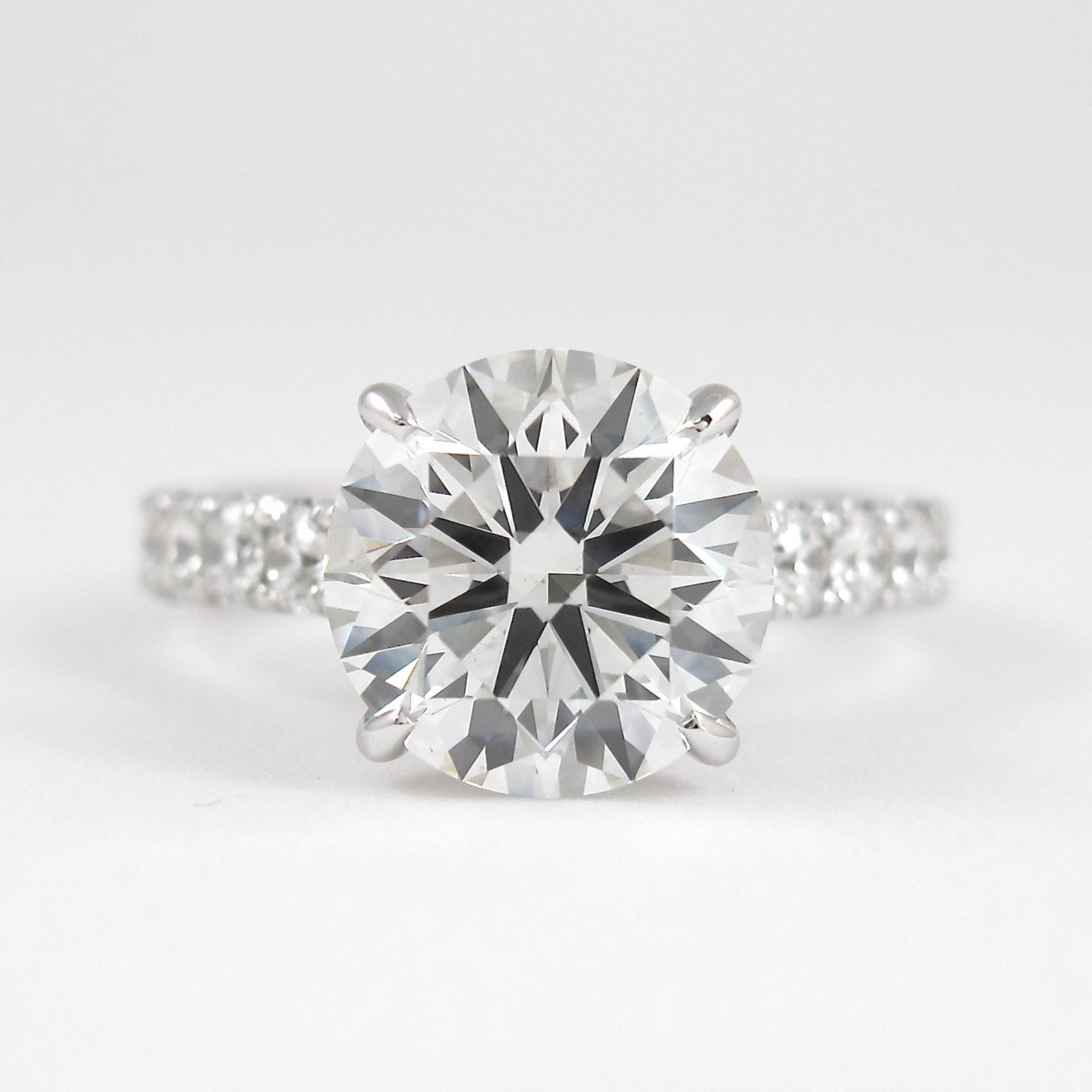 3.00 Carat Round Cut Minimalist Pave Engagement Ring with Hidden Halo