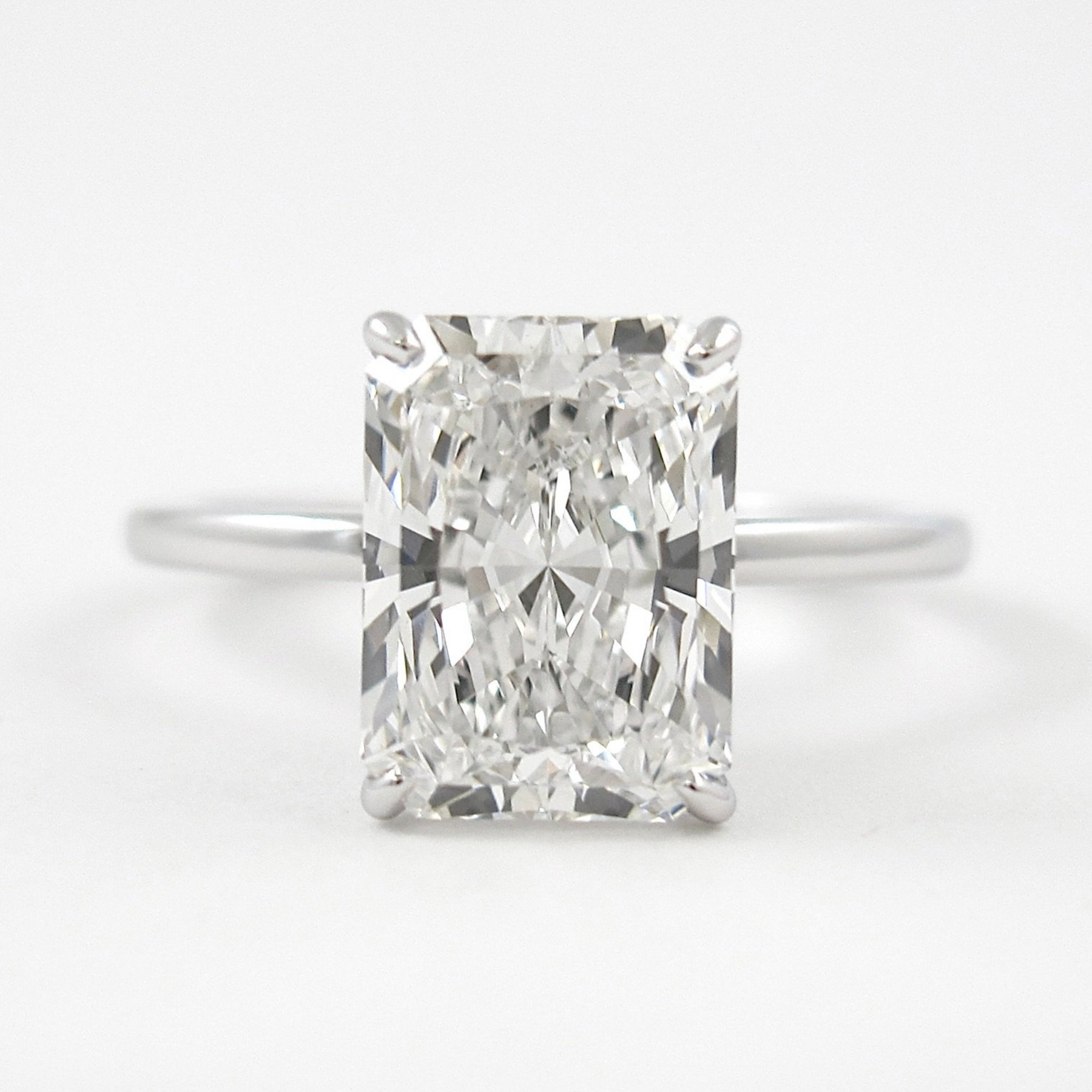 3.00 Carat Radiant Cut Diamond Engagement Ring with Hidden Halo