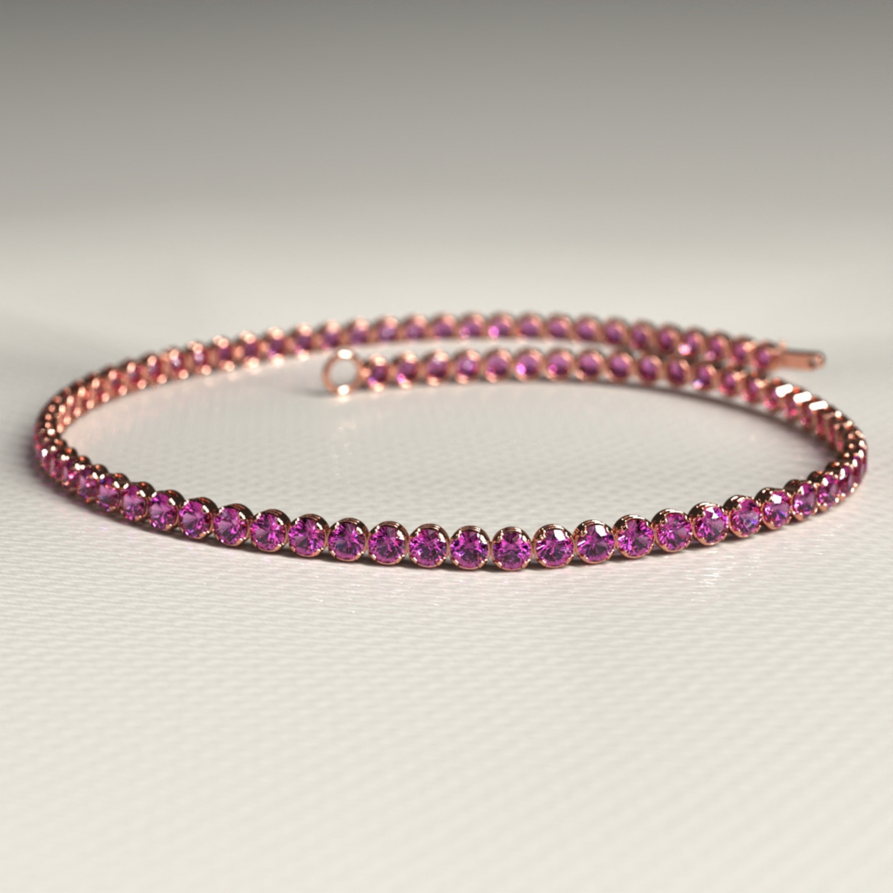 1.98 Carats Rhodolite Garnet Tennis Bracelet in 14K Rose Gold