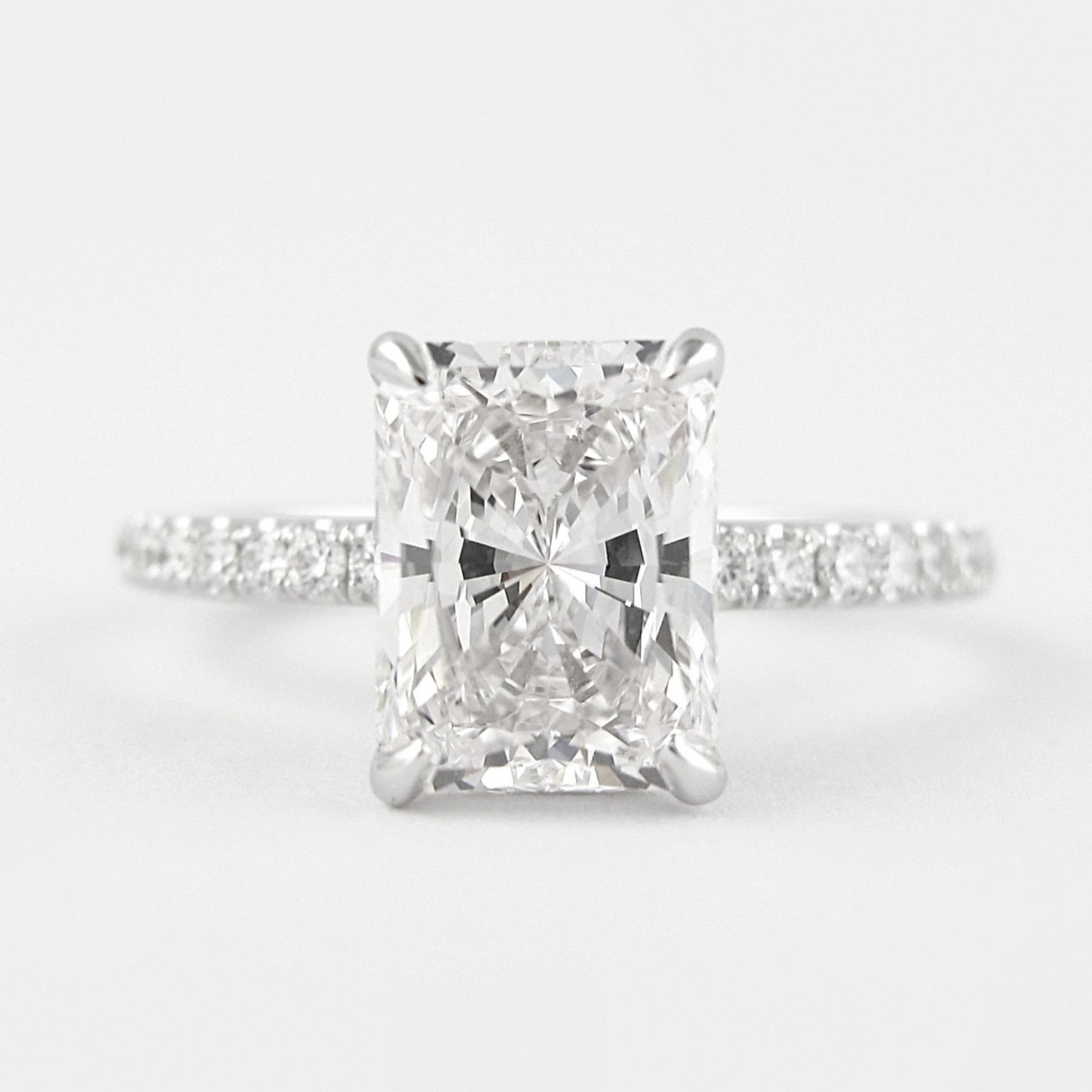 2 Carat Radiant Cut Engagement Ring with Pave Diamond Band
