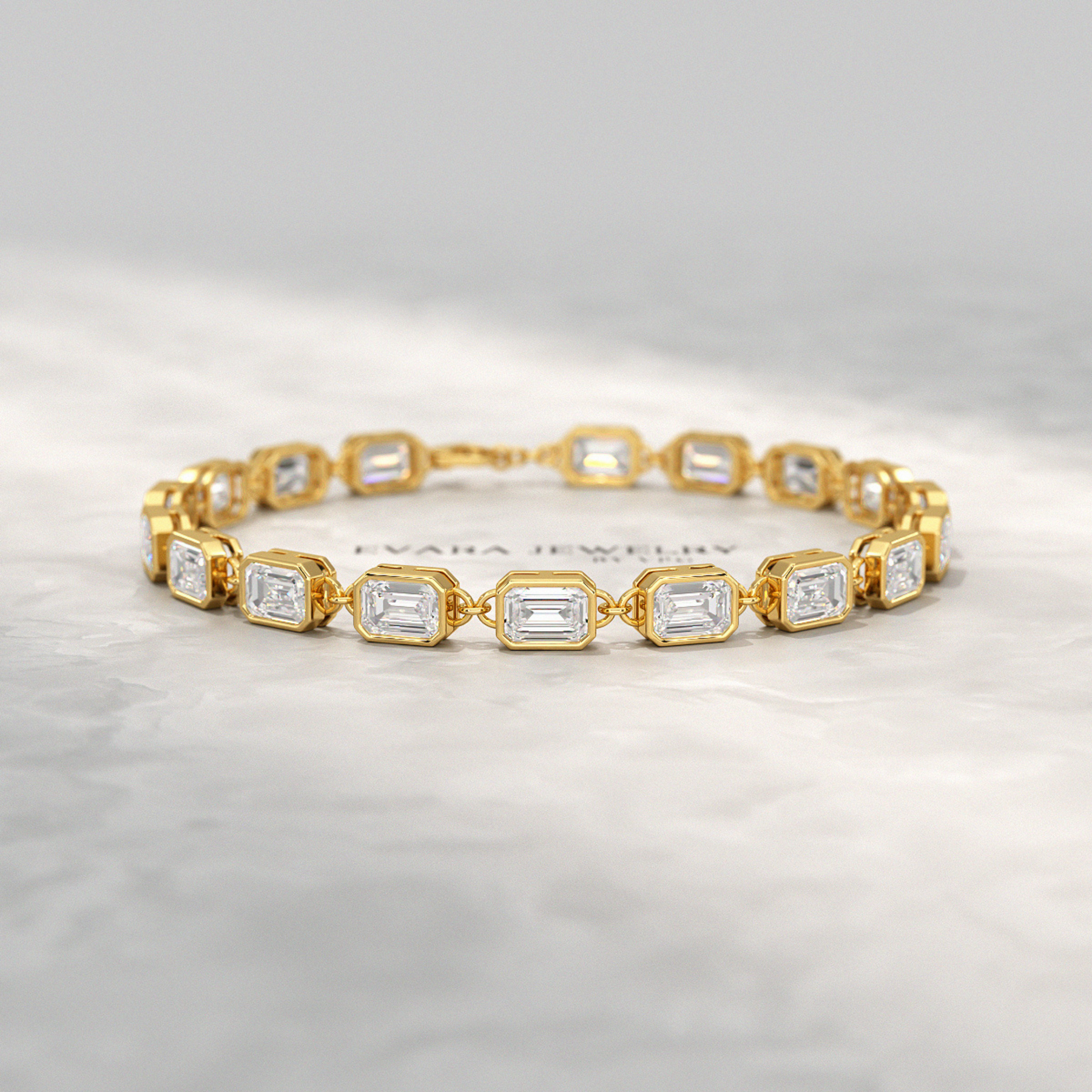 9 Carats East West Emerald Cut Diamond Minimalist Bracelet