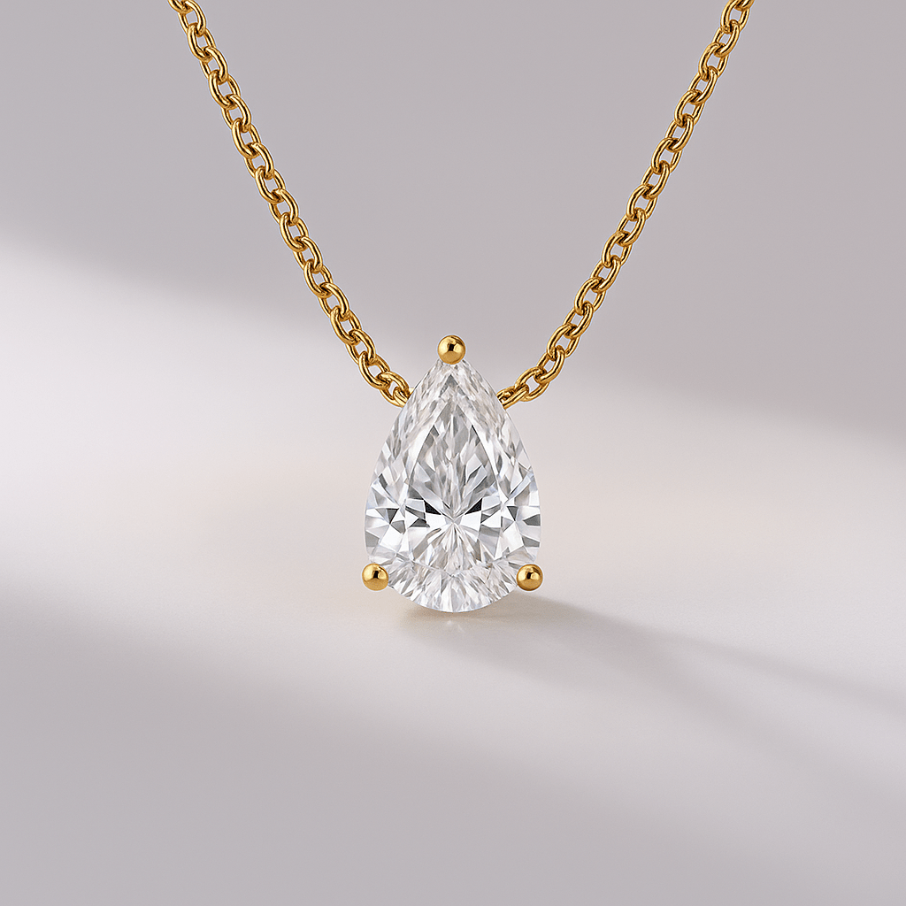 2 Carat Pear Cut Diamond Solitaire Pendant Necklace for Women - Evara Jewelry LLC