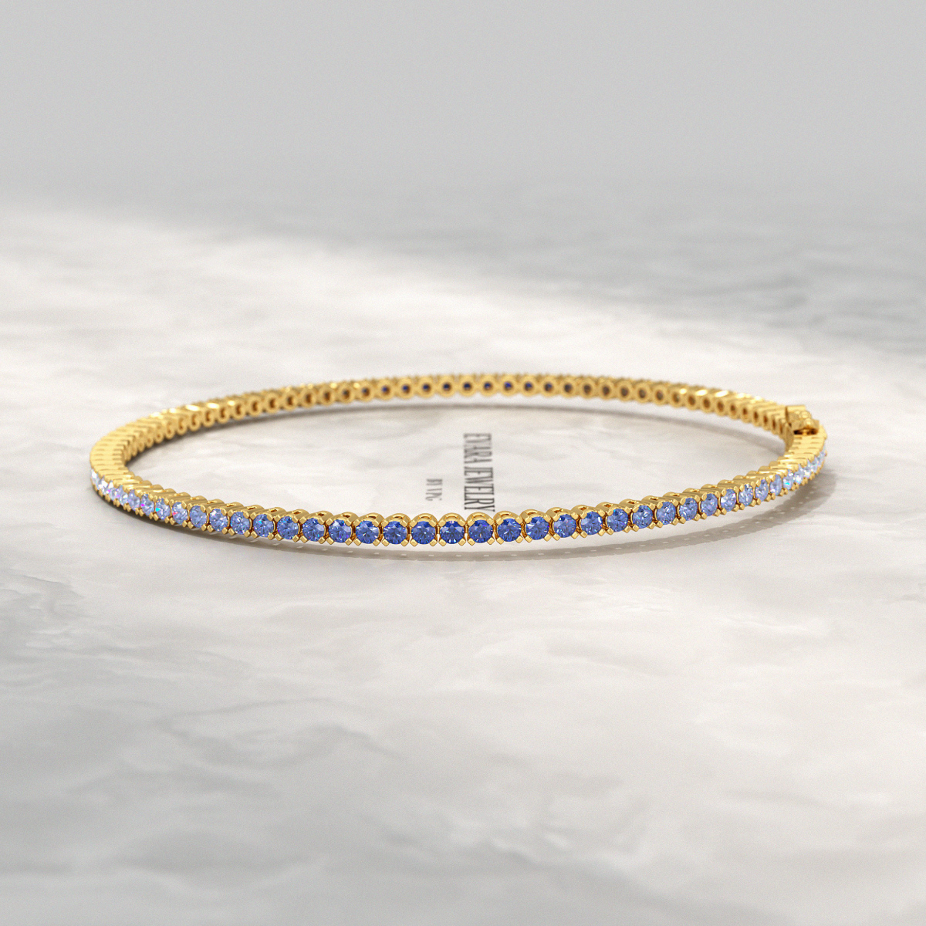 3.22 Carats Ombre Natural Blue Sapphire Tennis Bracelet in 14K/18K White Gold - Evara Jewelry LLC