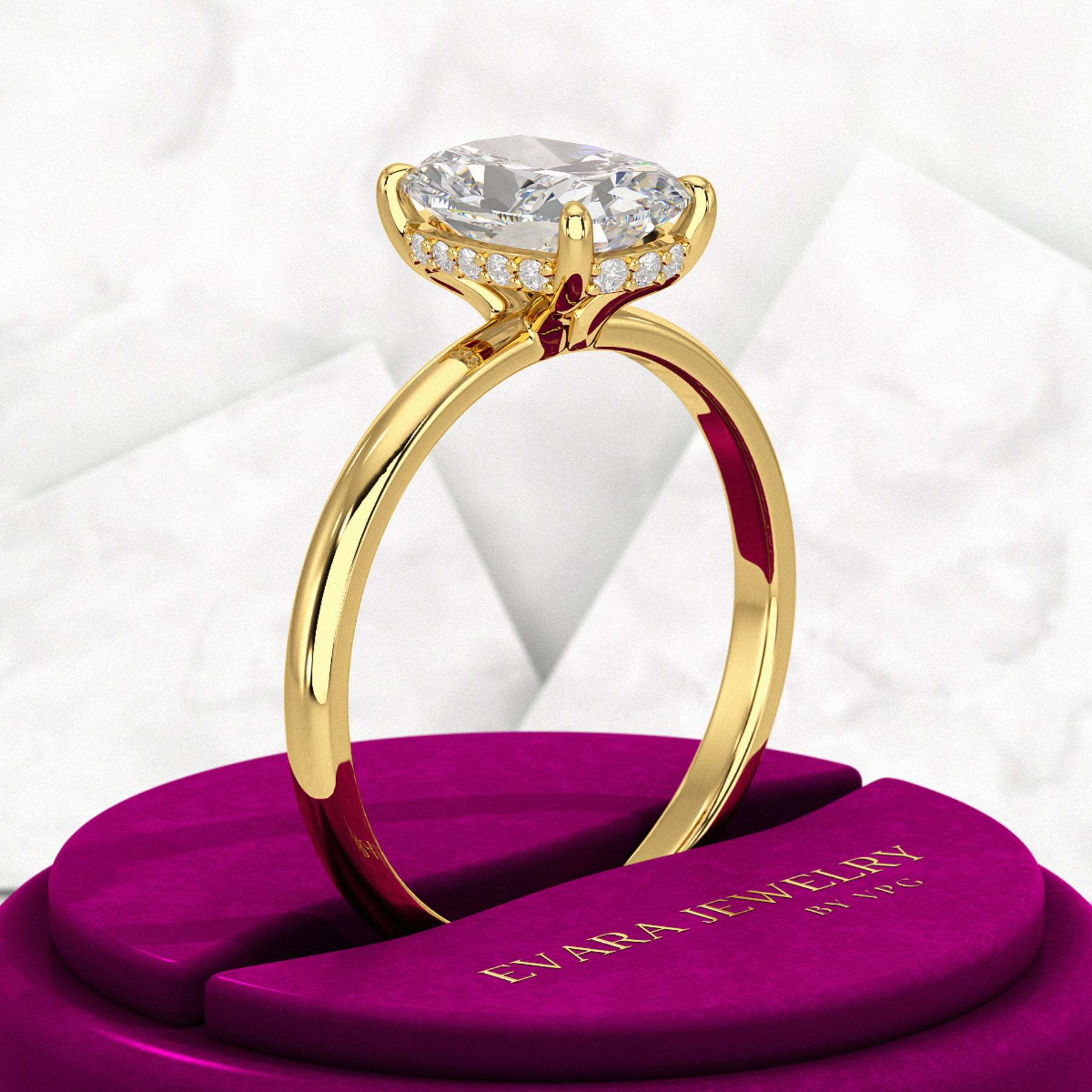 2 Carat Elongated Cushion Diamond Engagement Ring - Evara Jewelry LLC