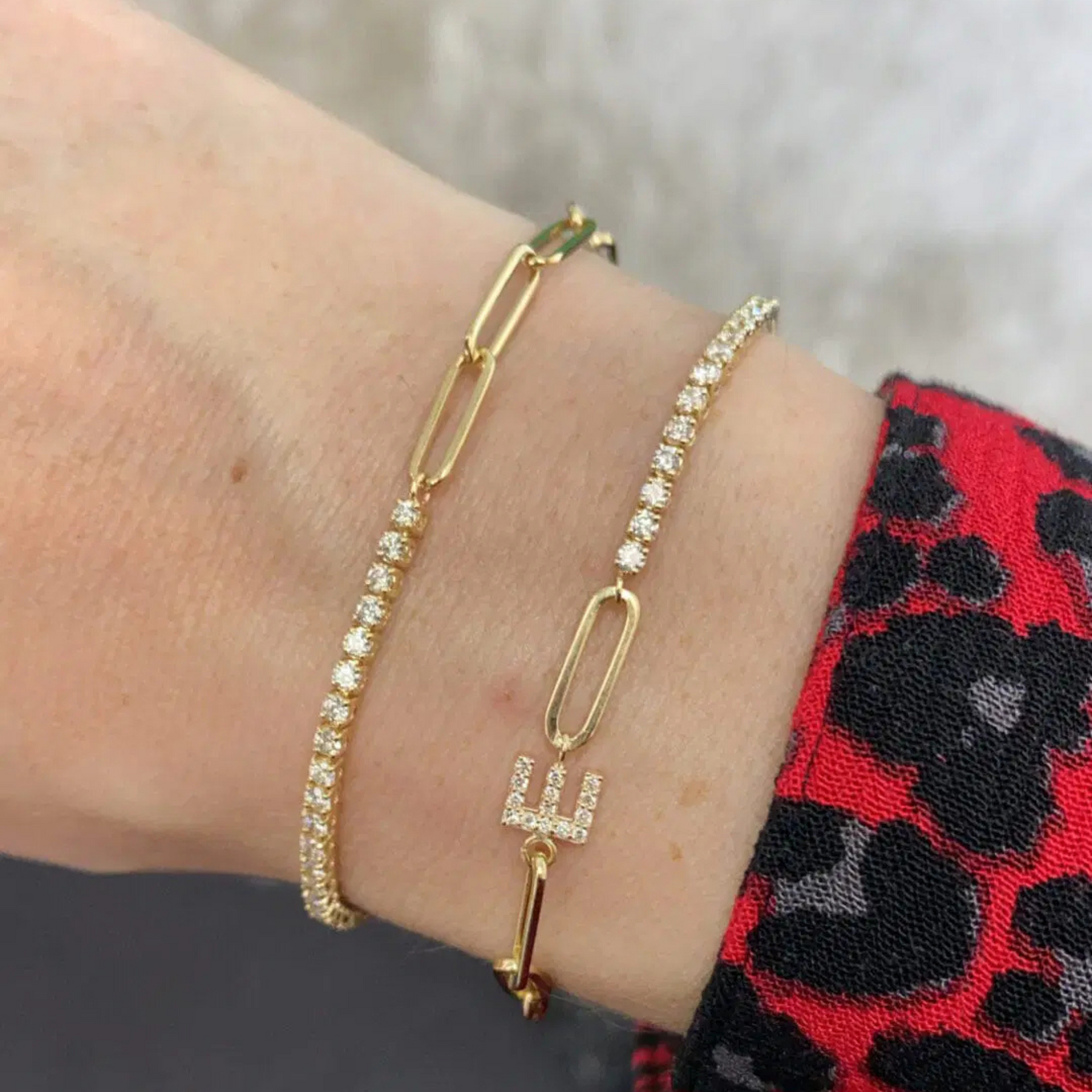 1.38 Carats Diamond & Paperclip 50-50 Tennis Bracelet - Lab Grown Diamond