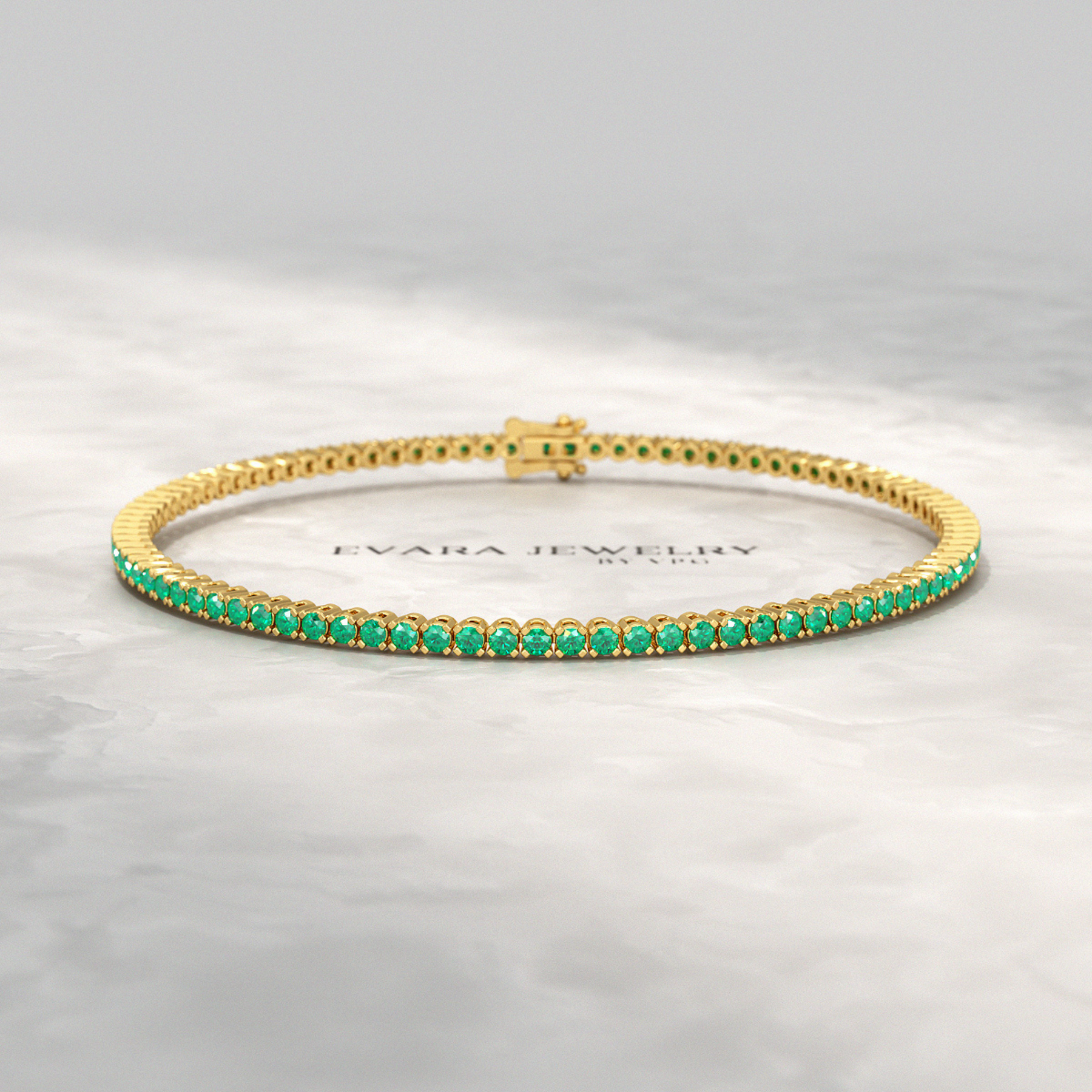 3.02 Carats Natural Emerald Tennis Bracelet in 14K/18K Yellow Gold