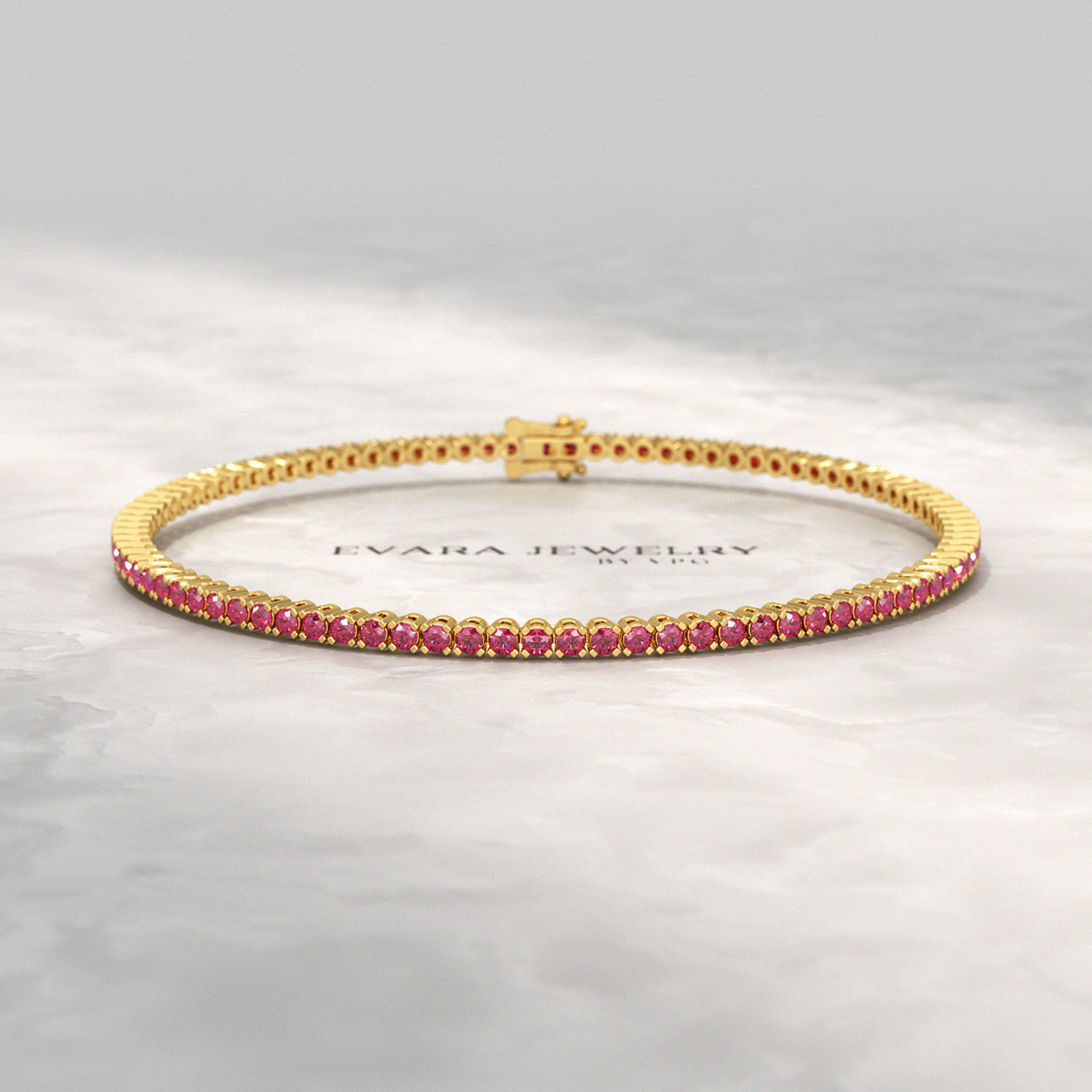 3.16 Carats Natural Ruby Tennis Bracelet in 14K/18K White Gold