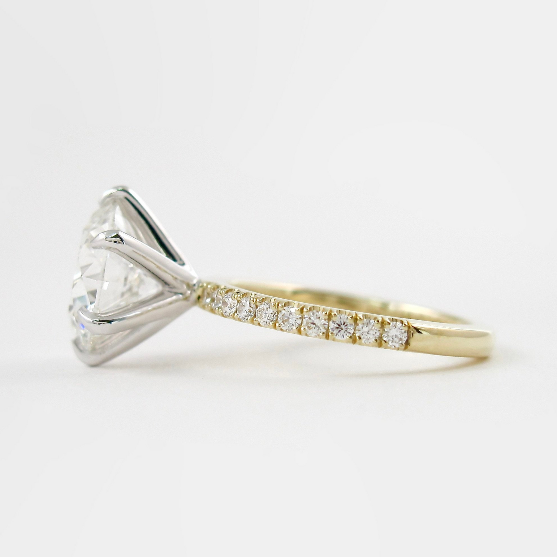2.50 Carat Round Cut 6 Prongs Engagement Ring with Pave Diamond Band - Evara Jewelry LLC