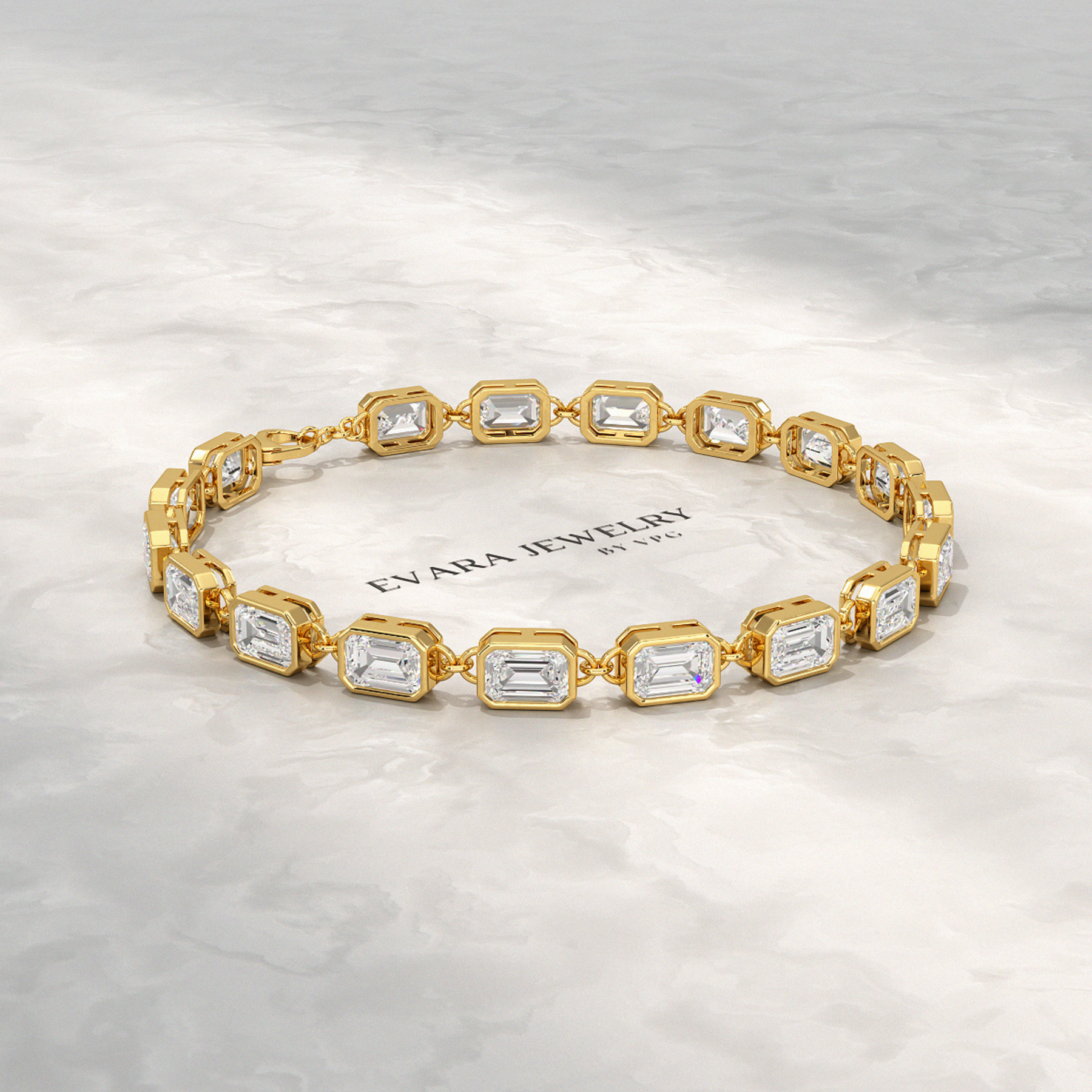 9 Carats East West Emerald Cut Diamond Minimalist Bracelet - Evara Jewelry LLC