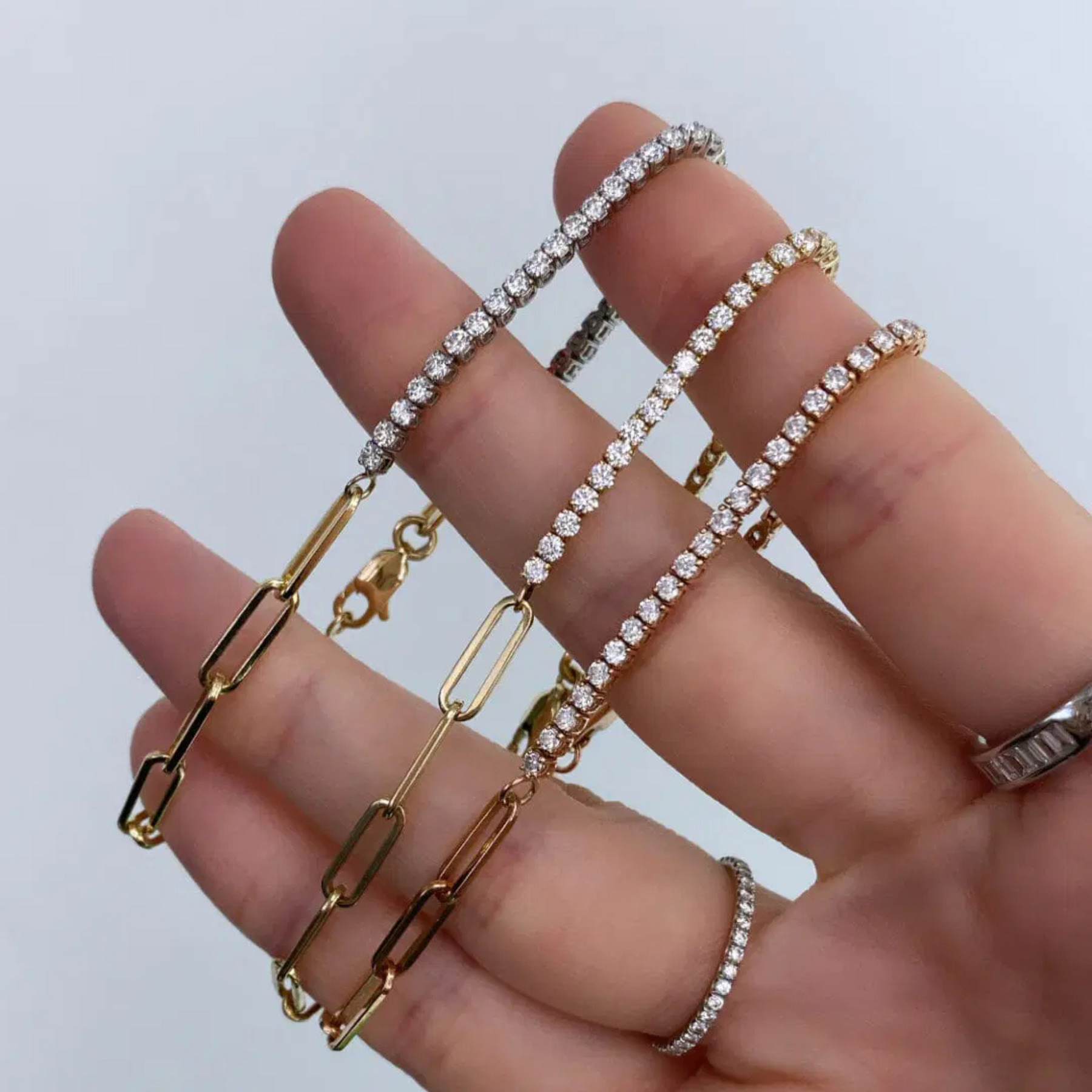 1.38 Carats Diamond & Paperclip 50-50 Tennis Bracelet - Lab Grown Diamond