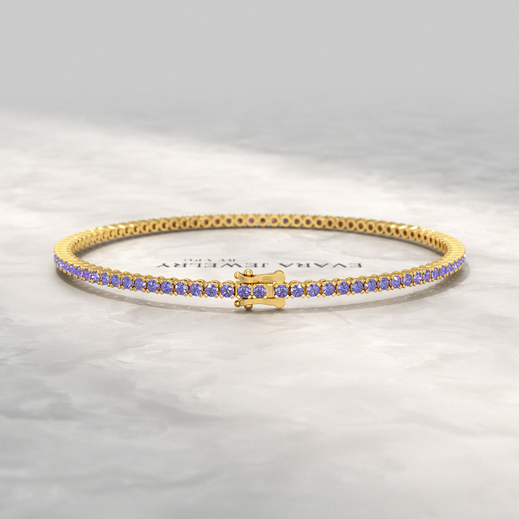3.17 Carat Tanzanite Tennis Bracelet in 14K/18K Yellow Gold - Evara Jewelry LLC