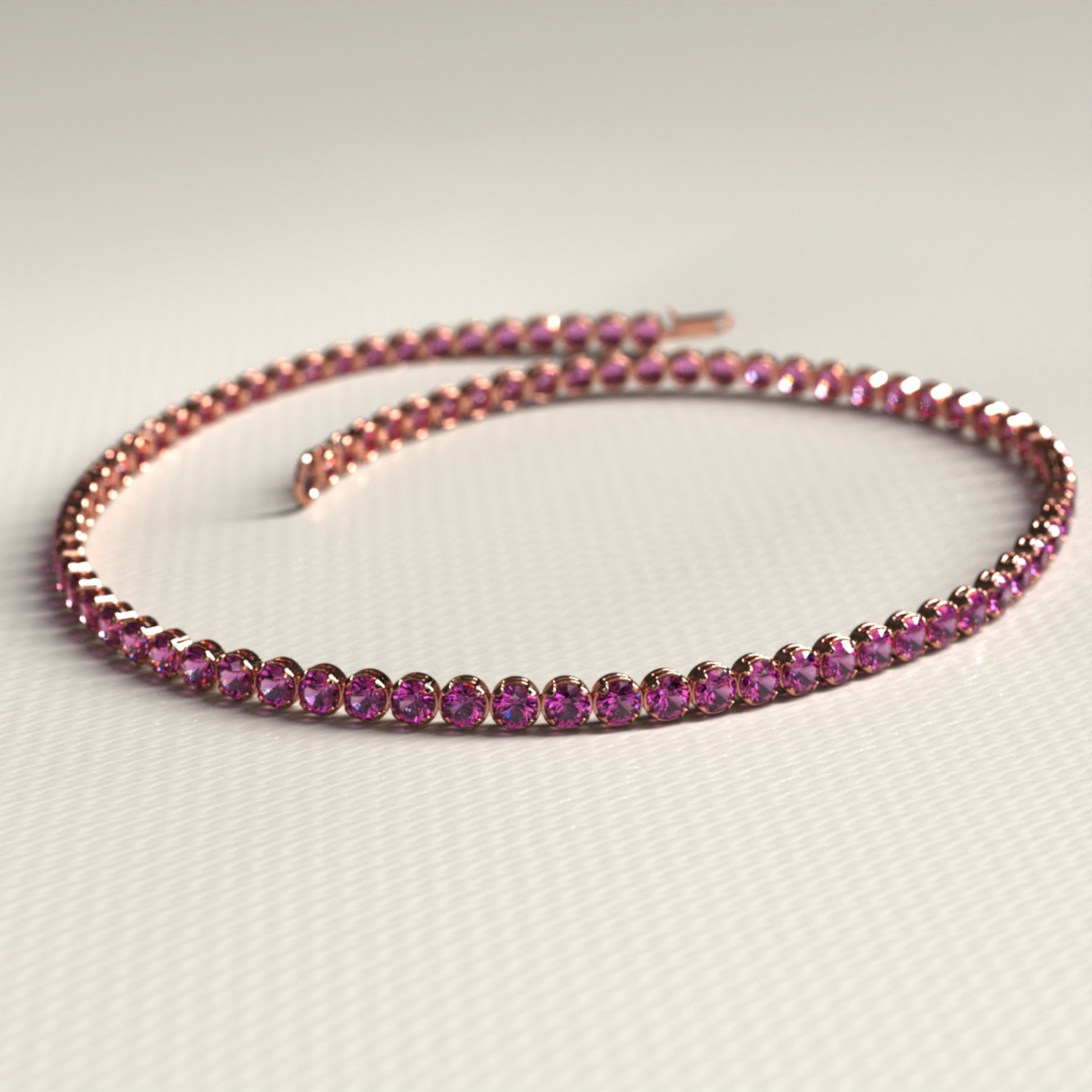1.98 Carats Rhodolite Garnet Tennis Bracelet in 14K/18K Rose Gold - Evara Jewelry LLC