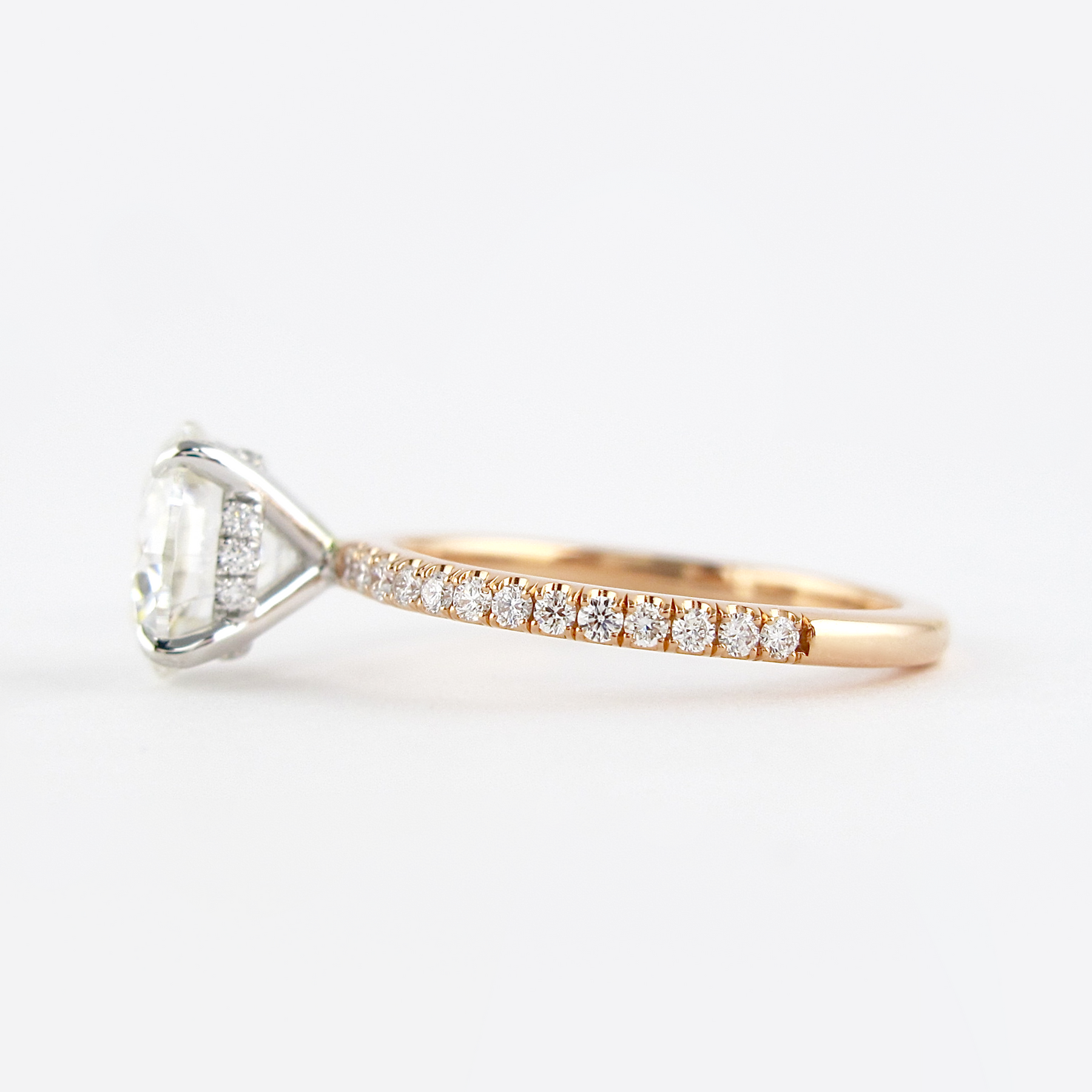 3 Carat Round Cut 4 Prong Engagement Ring with Pave Band - Evara Jewelry LLC