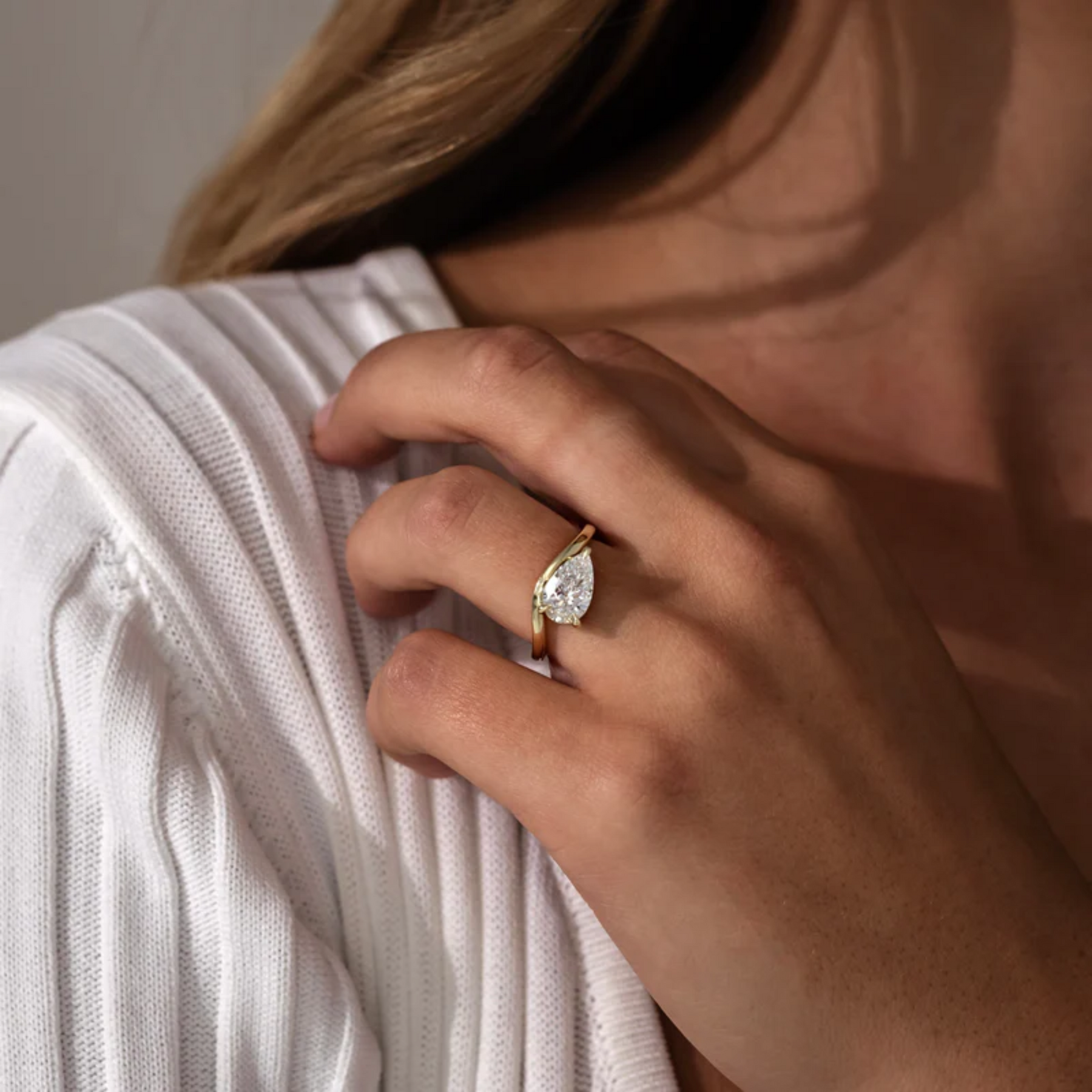 1.50 Carat Pear Cut East West Engagement Ring - Evara Jewelry LLC