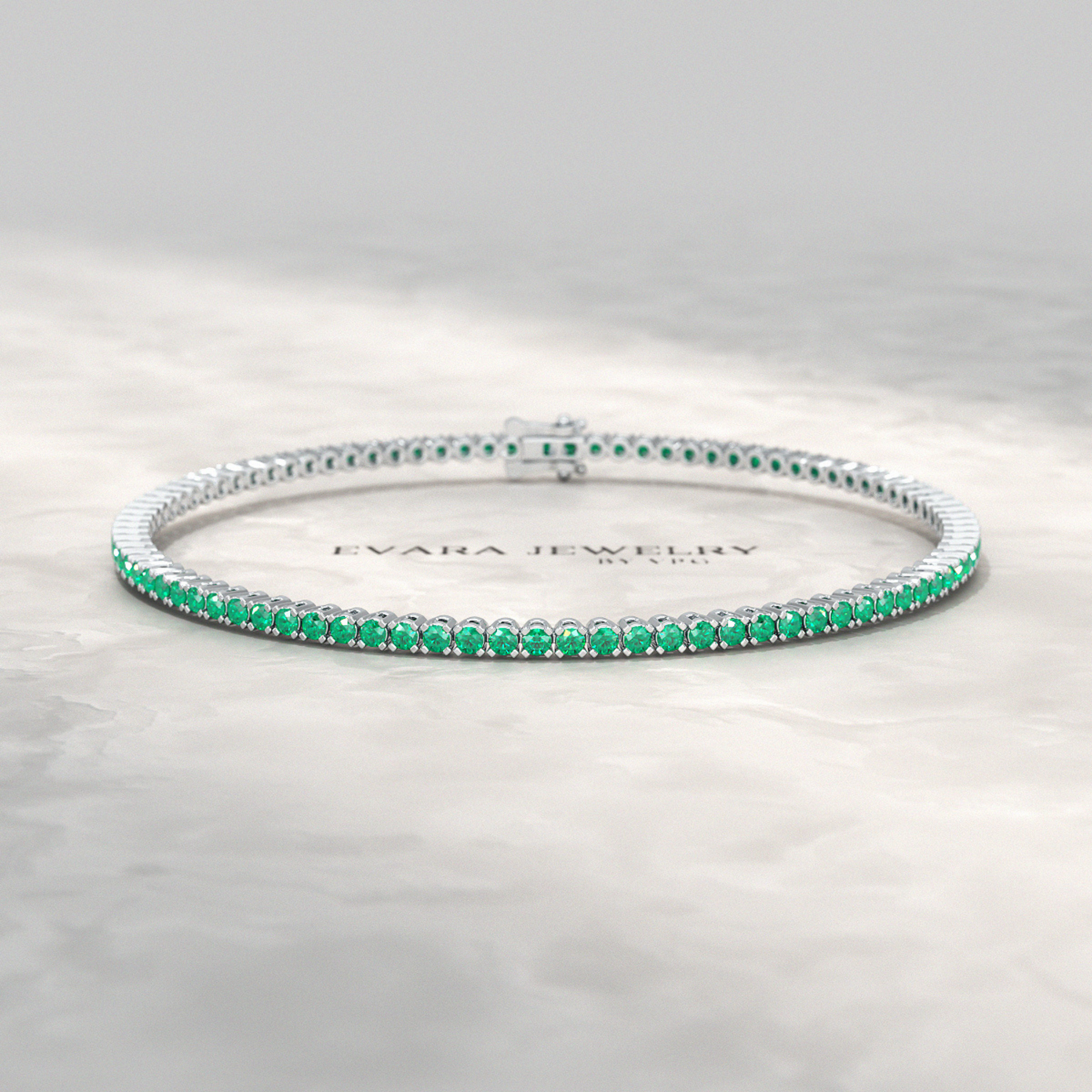 3.02 Carats Natural Emerald Tennis Bracelet in 14K/18K Yellow Gold - Evara Jewelry LLC