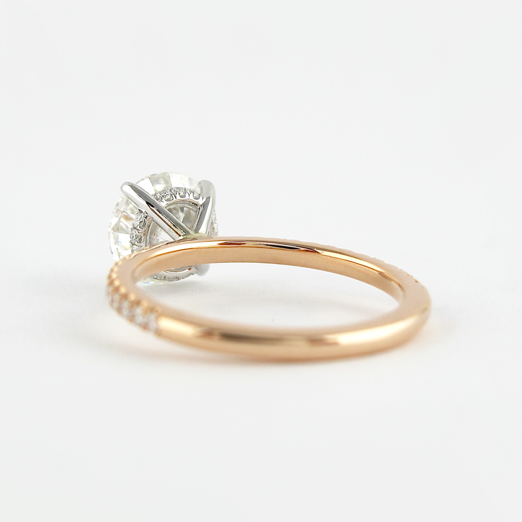 3 Carat Round Cut 4 Prong Engagement Ring with Pave Band - Evara Jewelry LLC