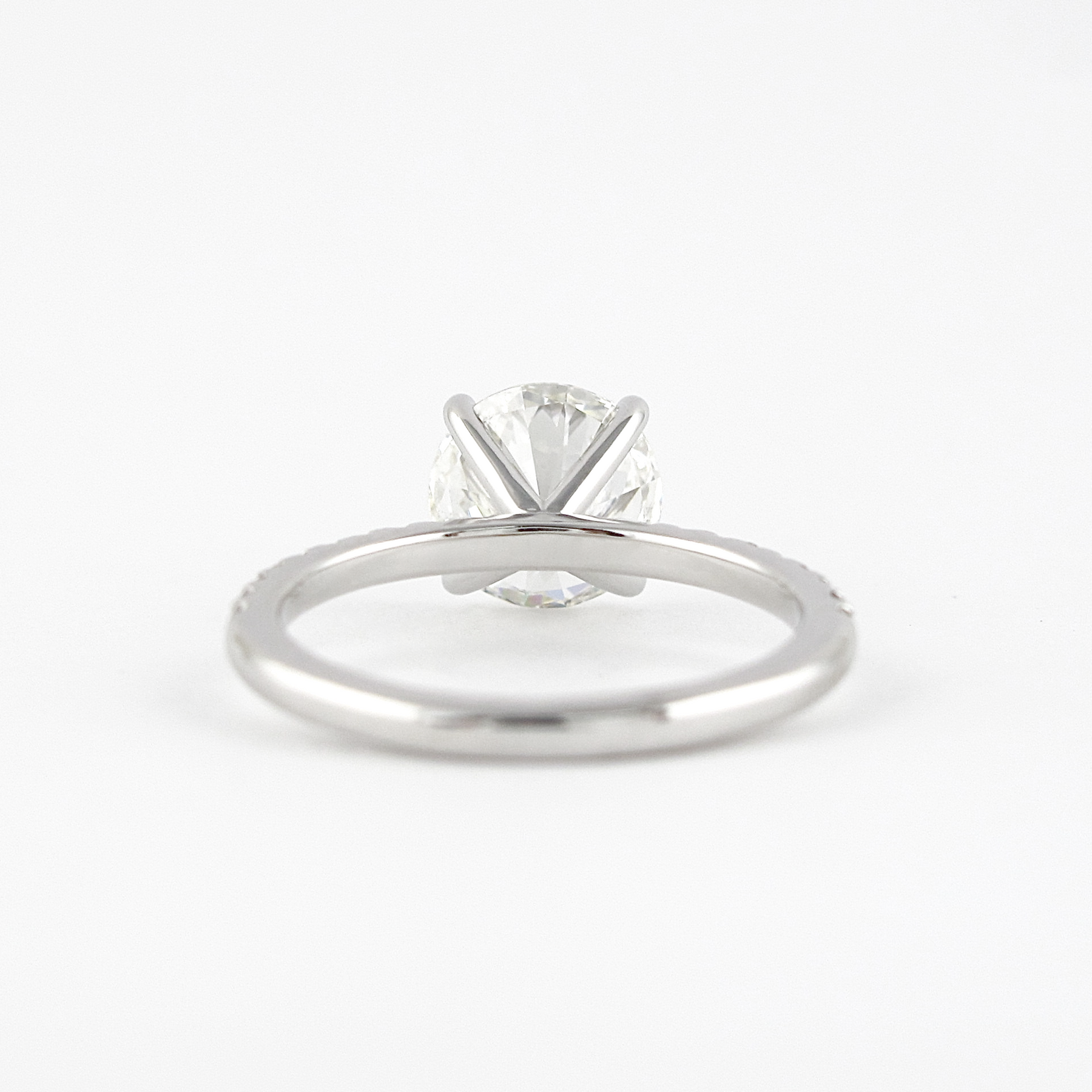 3 Carat Round Lab Grown Diamond Classic Wedding Ring with Pave Band - Evara Jewelry LLC