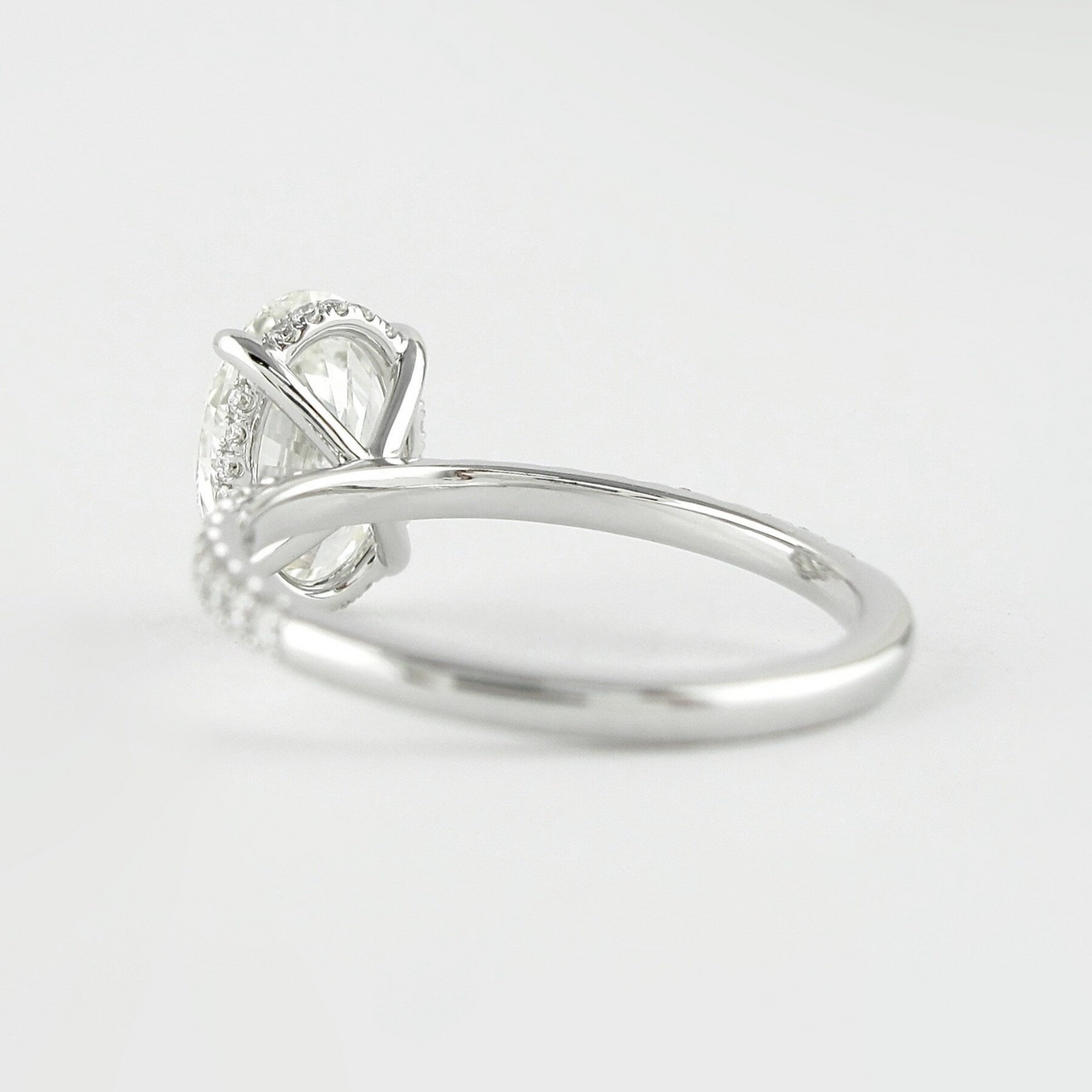 2.50 Carat Oval Cut Prong set Diamond Wedding Ring with Hidden Halo & Pave Diamond Band - Evara Jewelry LLC