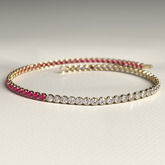 Natural Ruby & Diamond 50-50 Tennis Bracelet in 14K/18K Rose Gold - Evara Jewelry LLC