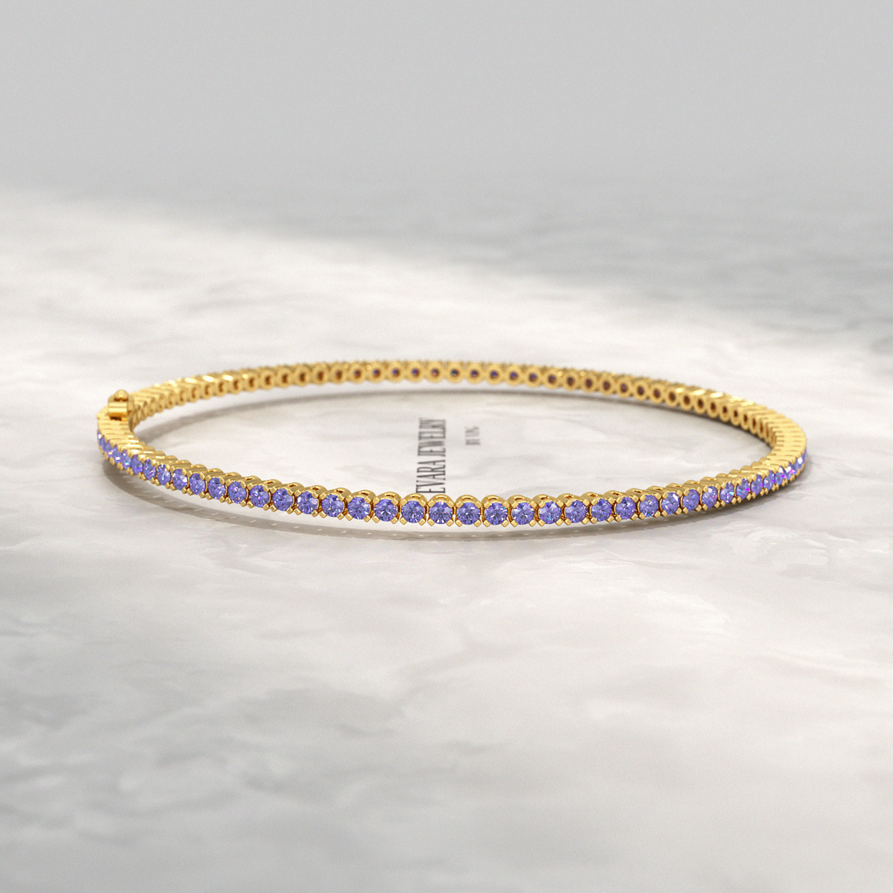 3.17 Carat Tanzanite Tennis Bracelet in 14K/18K Yellow Gold - Evara Jewelry LLC