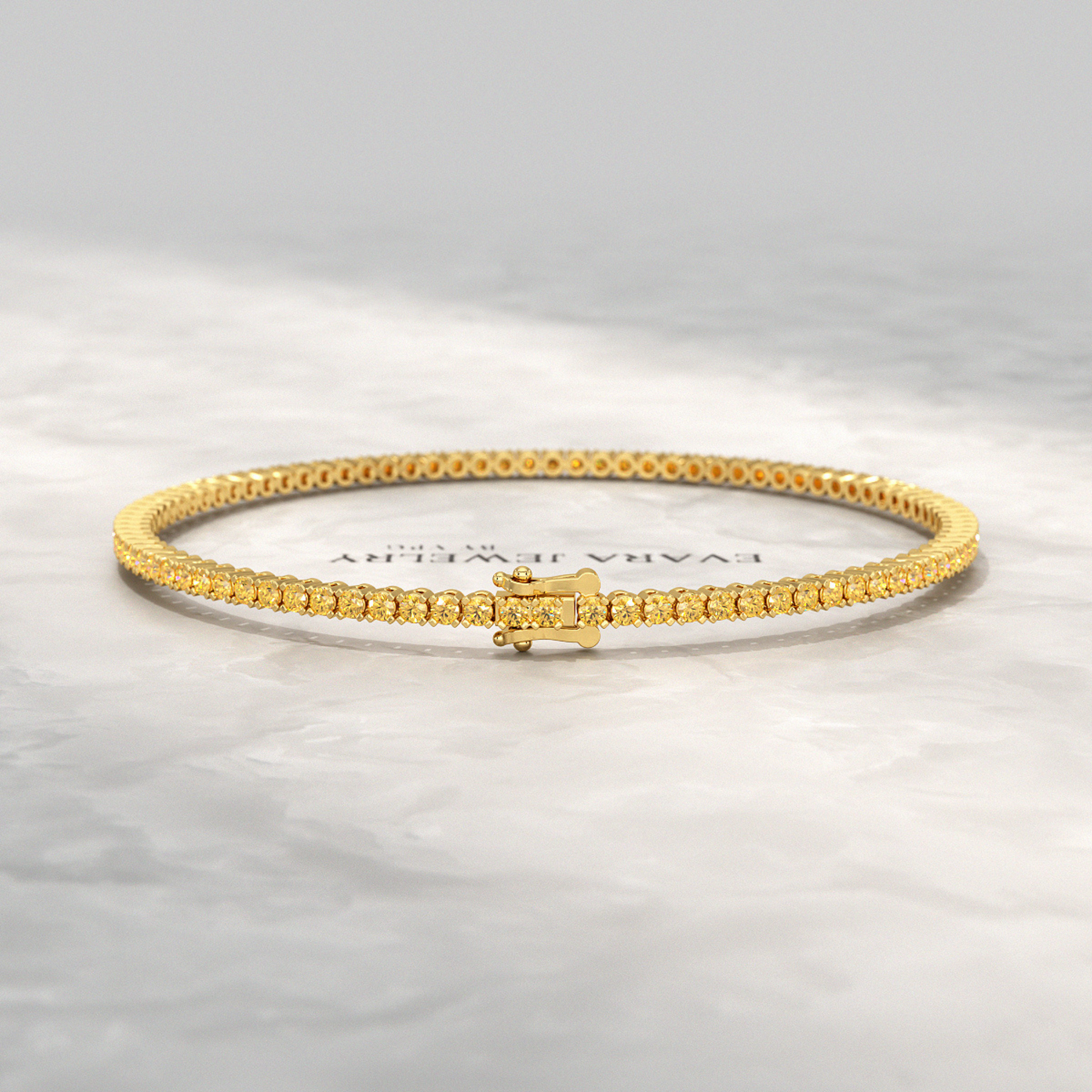 3 Carat Yellow Sapphire Tennis Bracelet in 14K/18K Yellow Gold - Evara Jewelry LLC