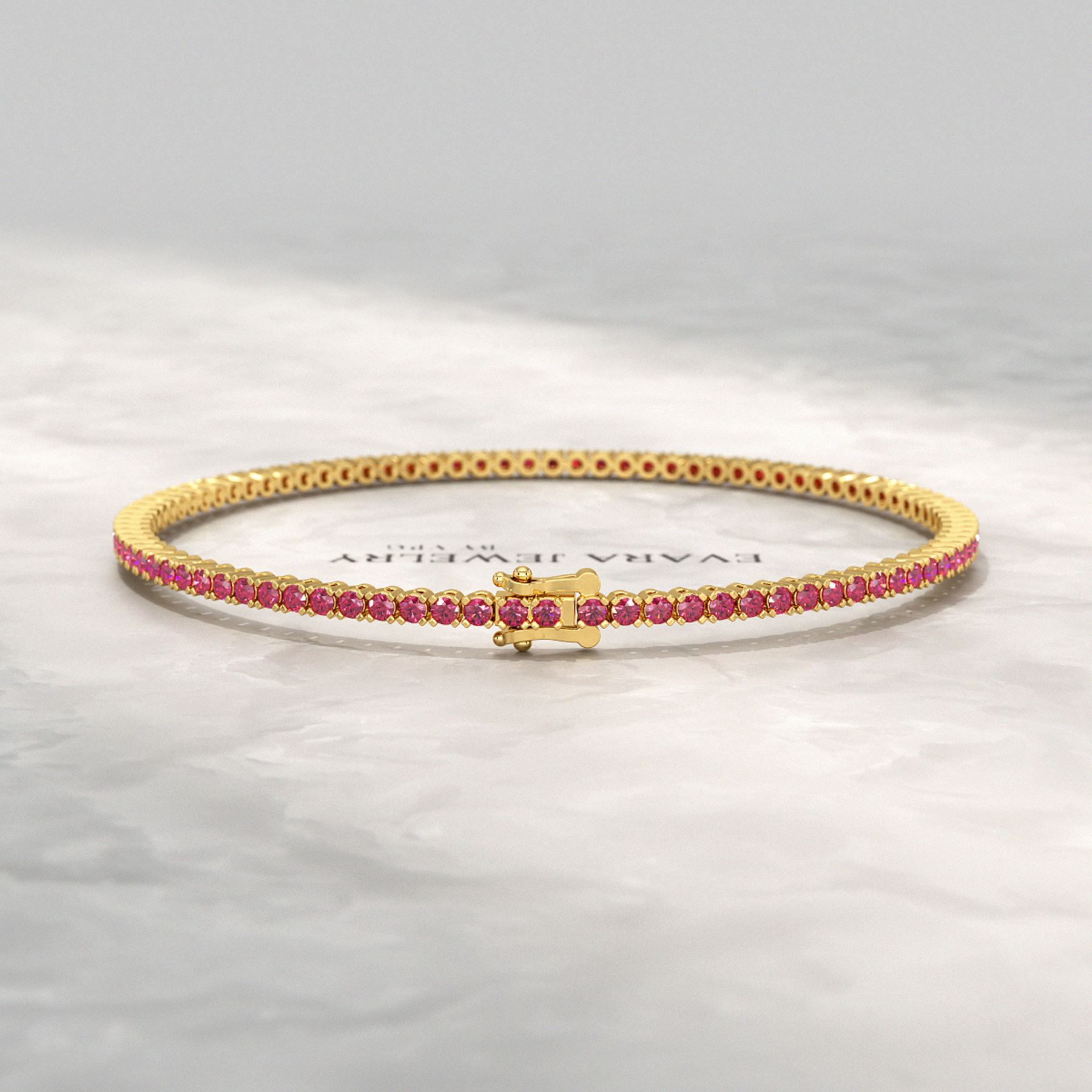 3.16 Carats Natural Ruby Tennis Bracelet in 14K/18K White Gold - Evara Jewelry LLC
