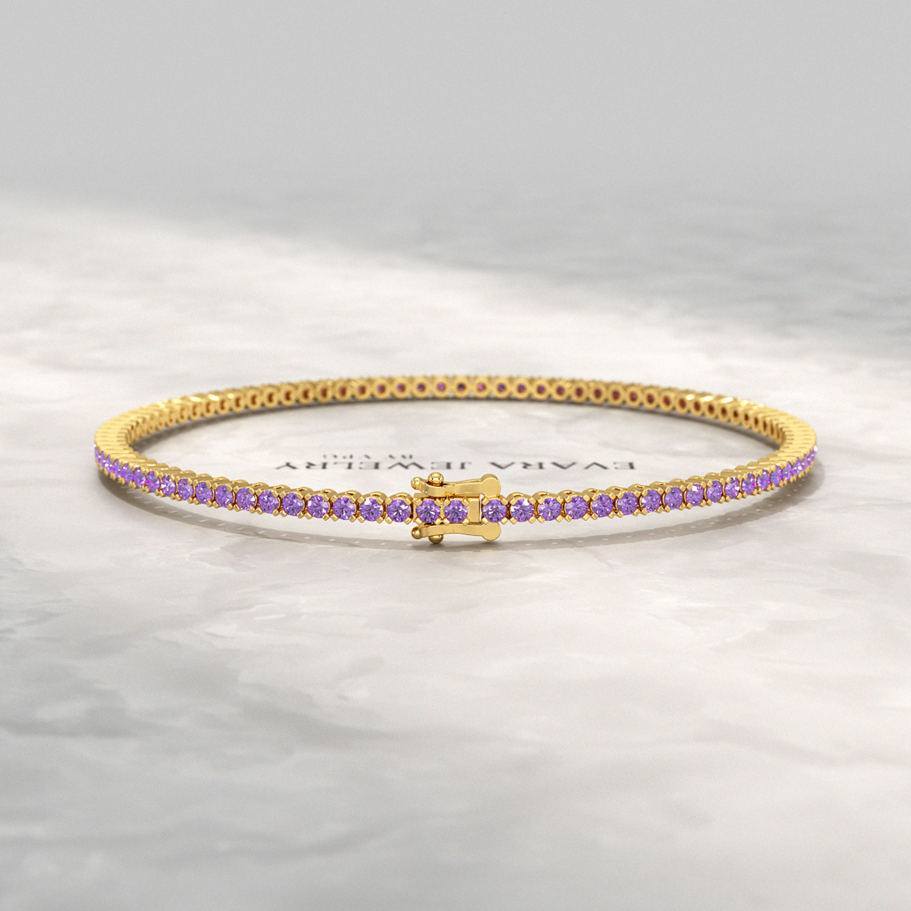 3.24 Carat Purple Amethyst Tennis Bracelet in 14K/18K Solid Gold - Evara Jewelry LLC
