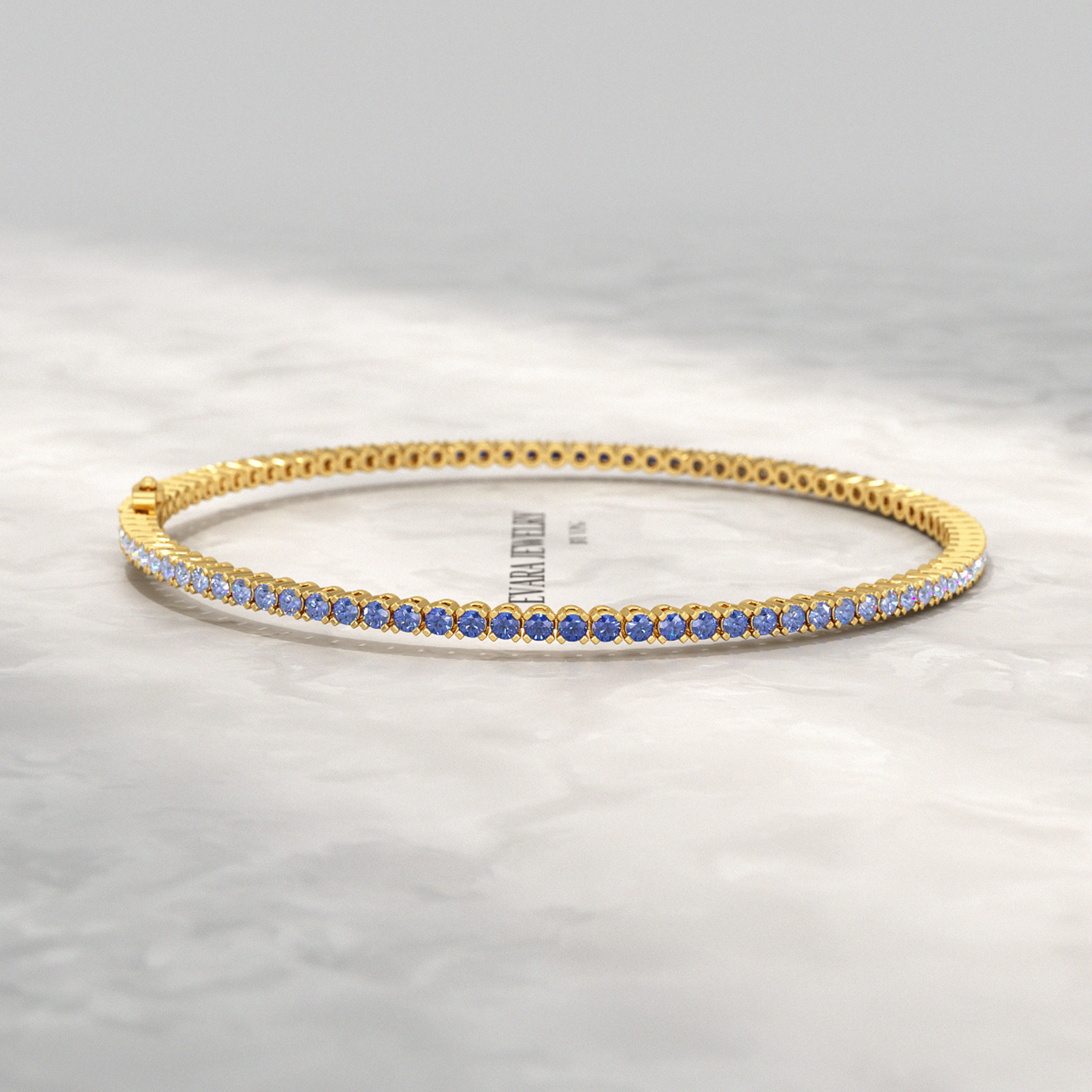 3.22 Carats Ombre Natural Blue Sapphire Tennis Bracelet in 14K/18K White Gold - Evara Jewelry LLC