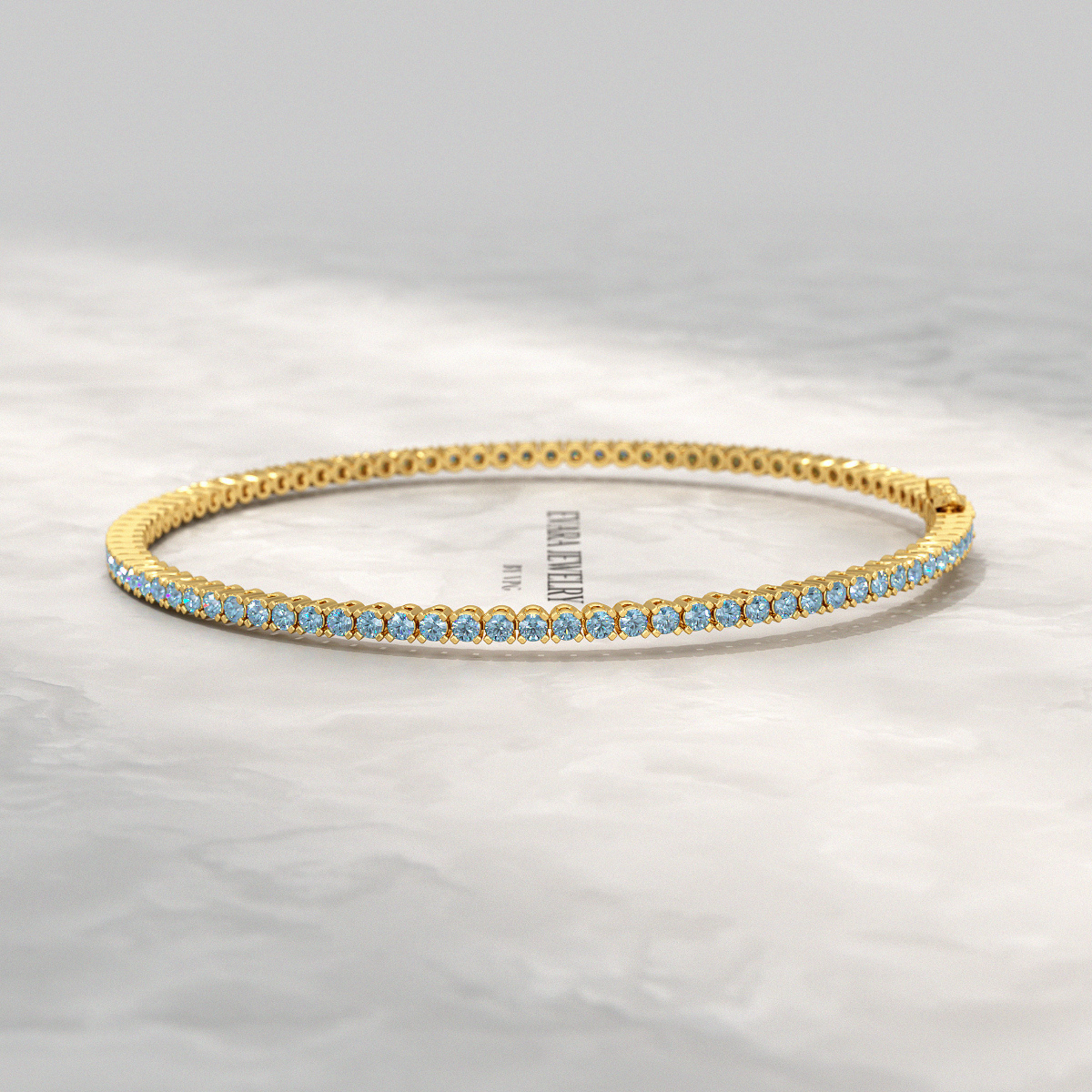 3 Carat Aquamarine Tennis Bracelet in 14K/18K White Gold - Evara Jewelry LLC