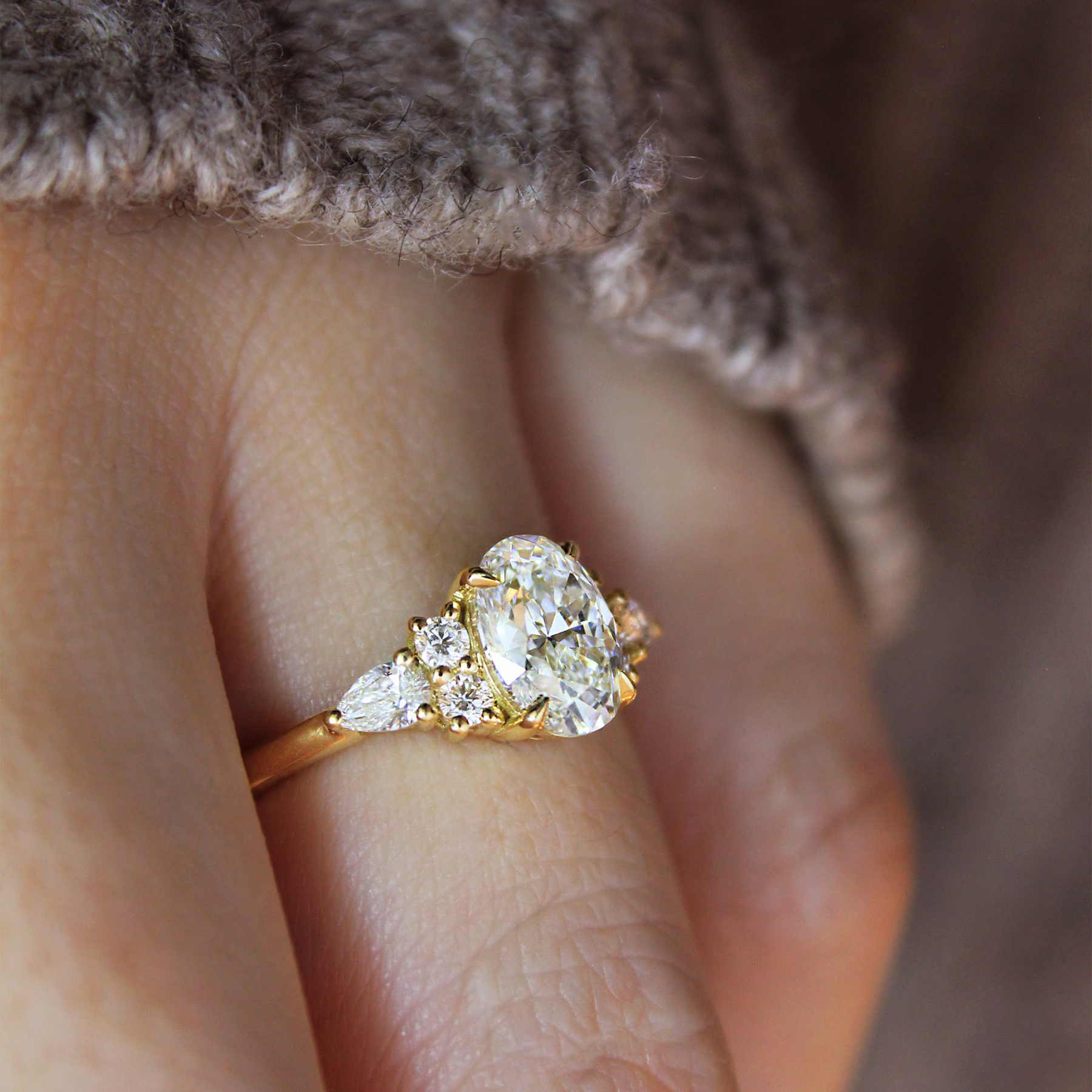 1 Carat Oval Diamond Art Deco Engagement Ring - Evara Jewelry LLC
