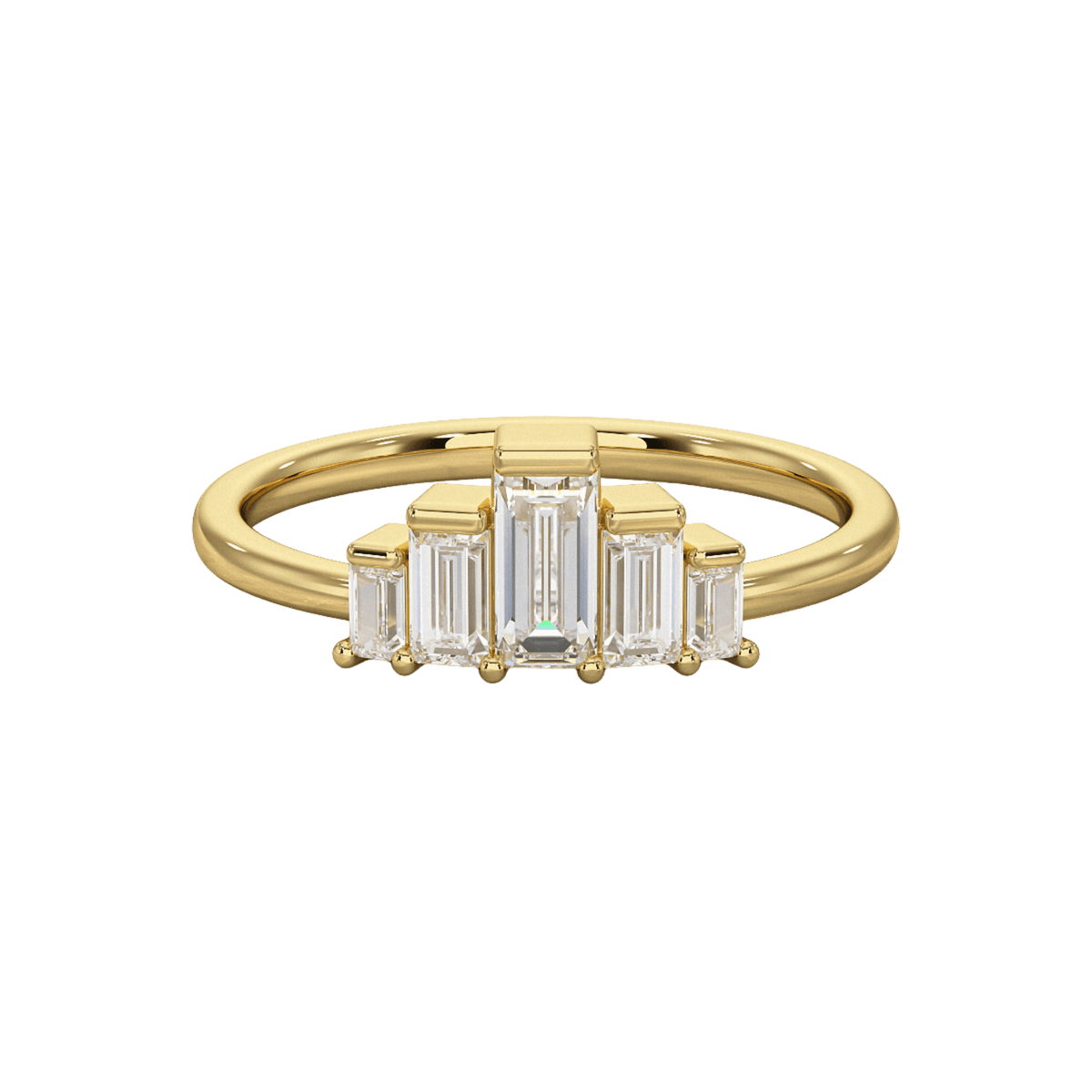 5 Stone Diamond Half Bezel Stacking Band - Evara Jewelry LLC