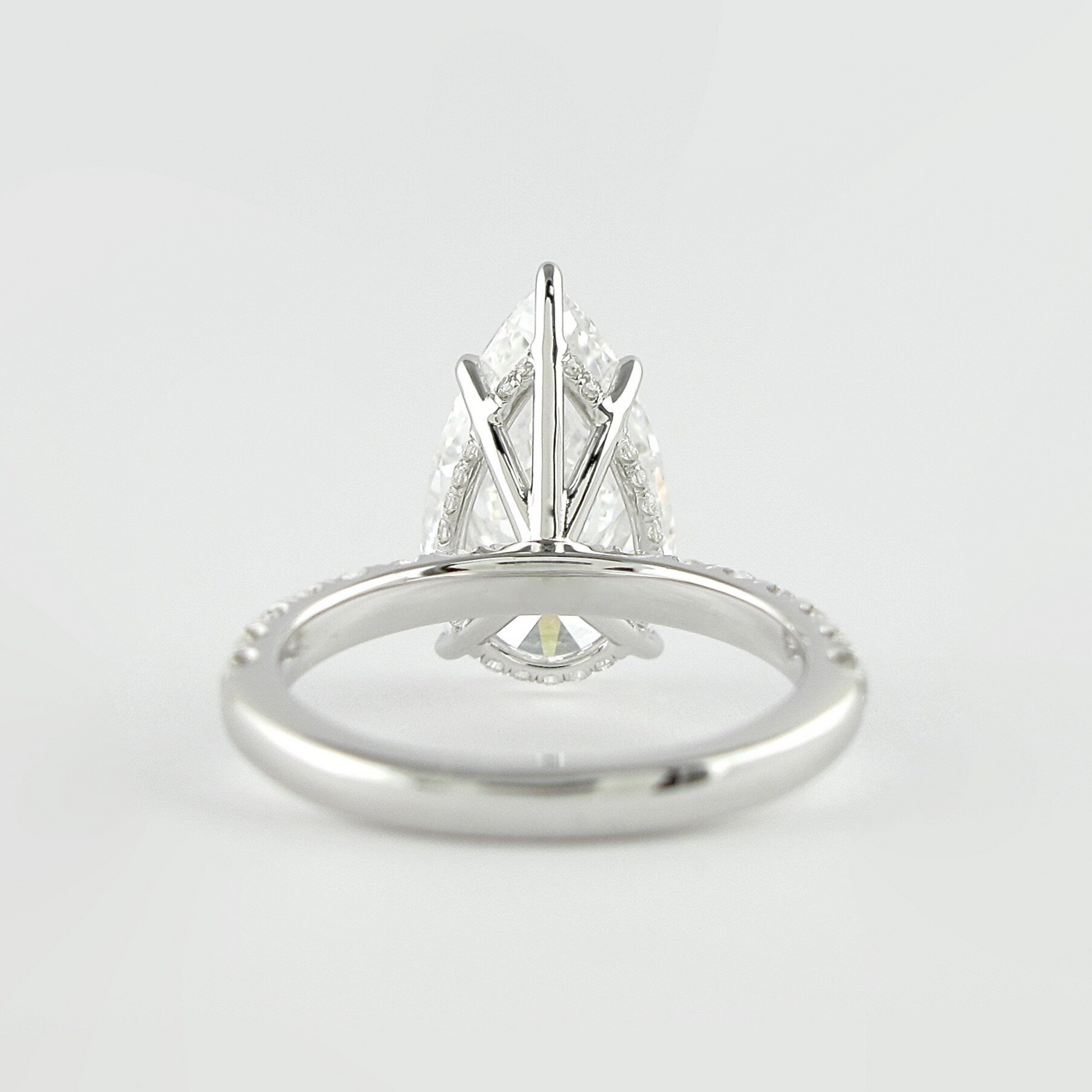 4 Carat Pear Cut Hidden Halo Engagement Ring with Pave Band - Evara Jewelry LLC