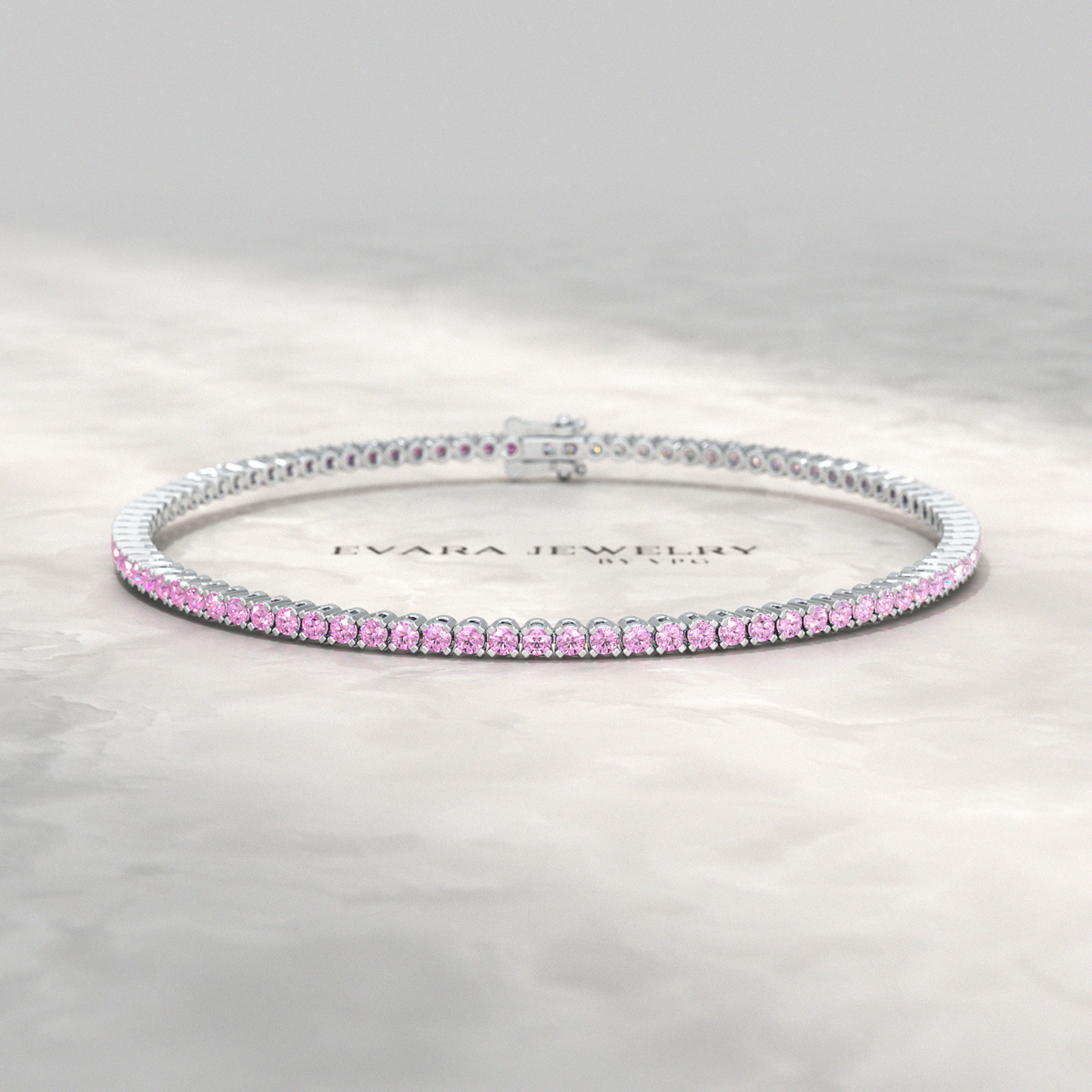 Ombre 3.24 Carats Natural Pink Sapphire Tennis Bracelet in 14K/18K White Gold - Evara Jewelry LLC
