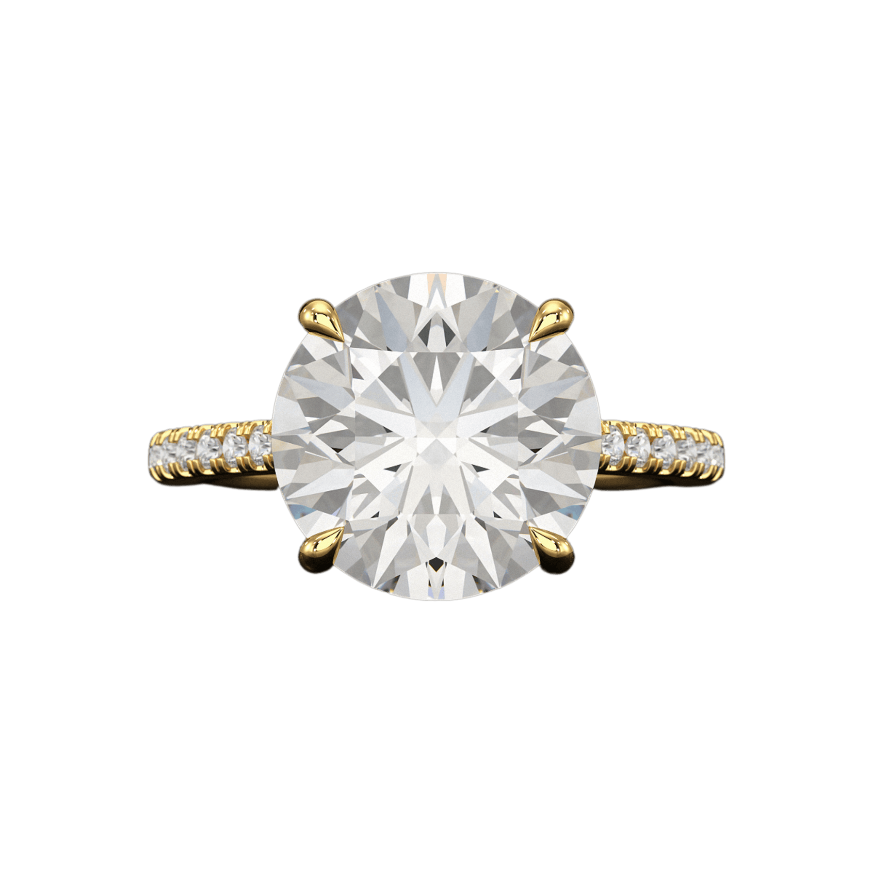 5 Carat Round Cut Diamond Thin French Pave Engagement Ring