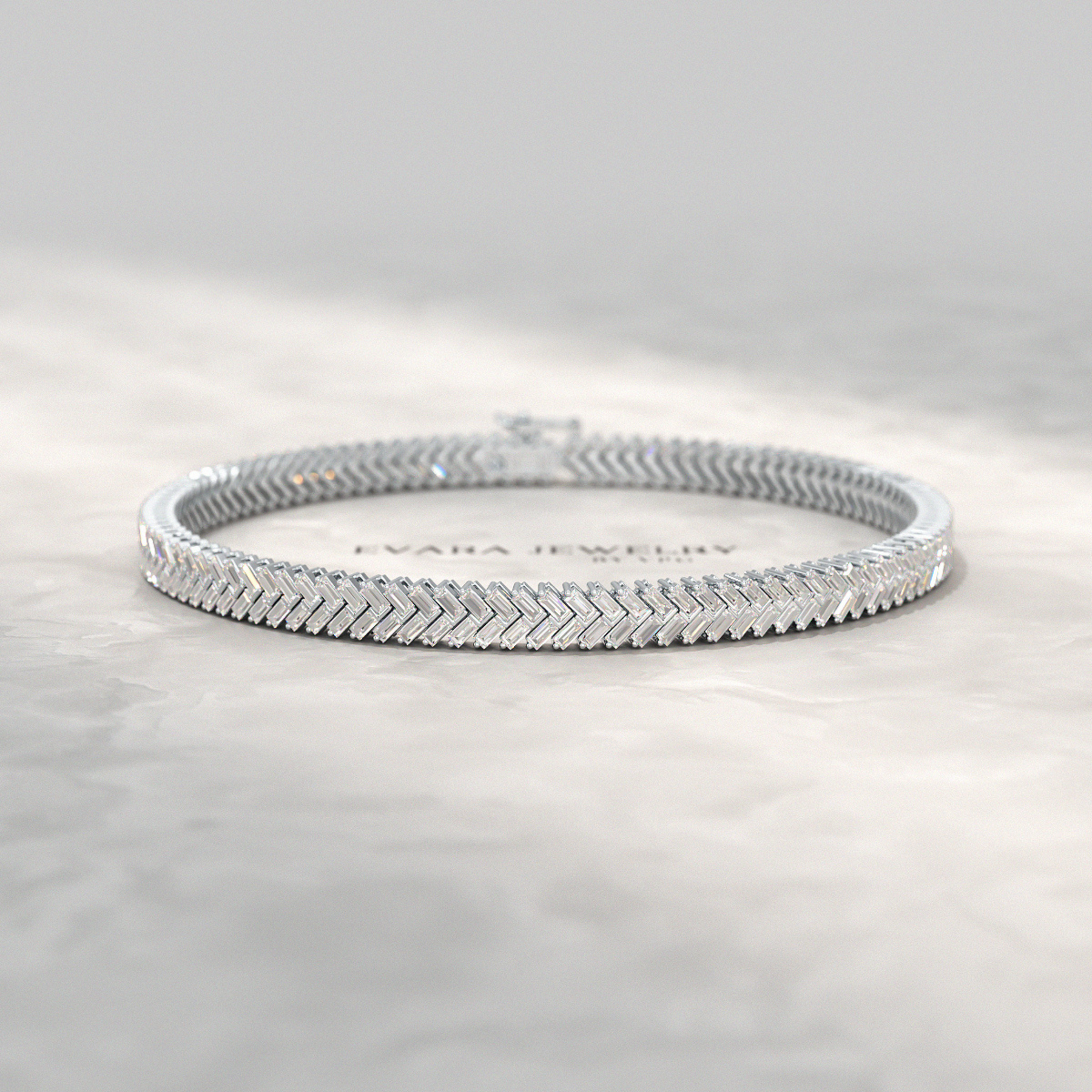 11 Carats Baguette Cut Diamond Chevron Tennis Bracelet in 10K, 14K, 18K Solid Gold - Evara Jewelry LLC