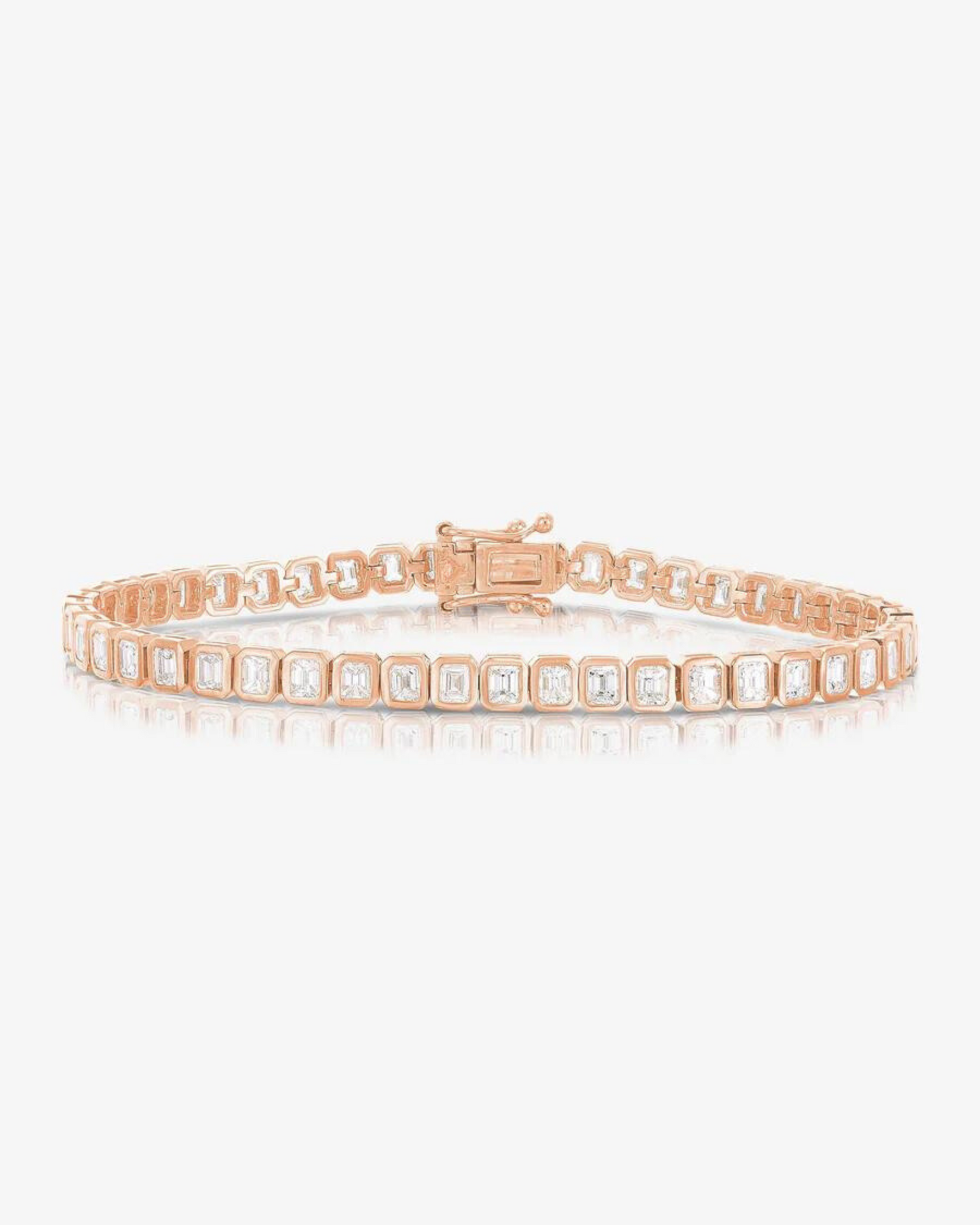 5 Carat Bezel Set Emerald Cut Luxury Diamond Tennis Bracelet in 14K Gold - Evara Jewelry LLC