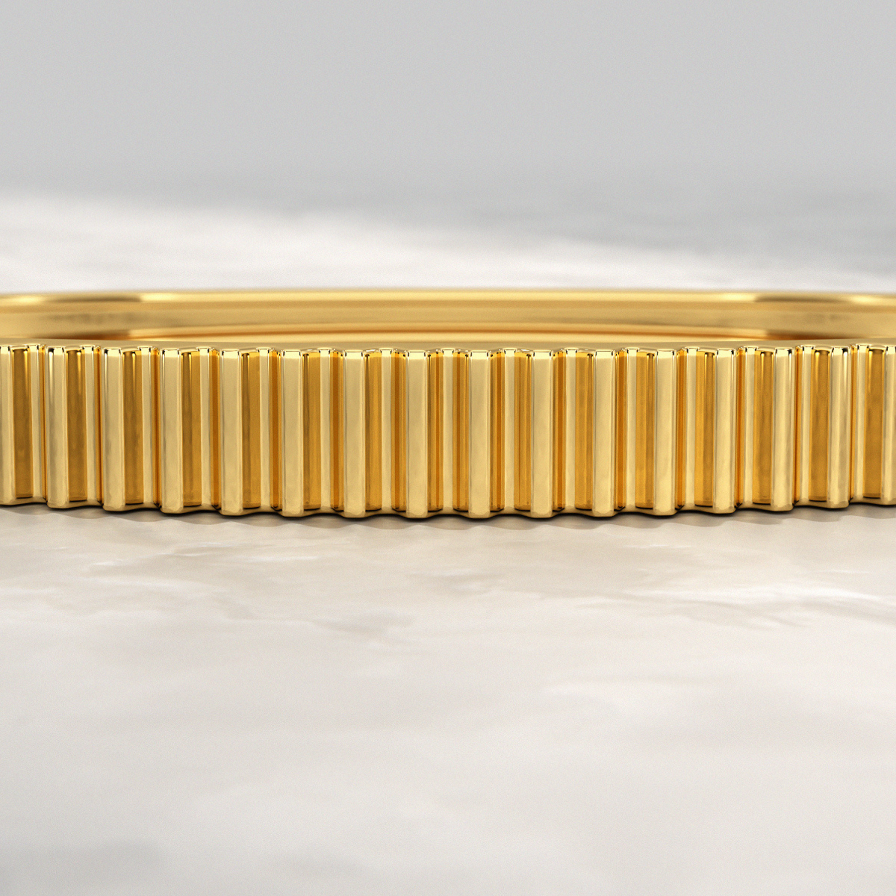 Ribbed Pattern Cuff Bangle in Solid Gold - Evara Jewelry LLC