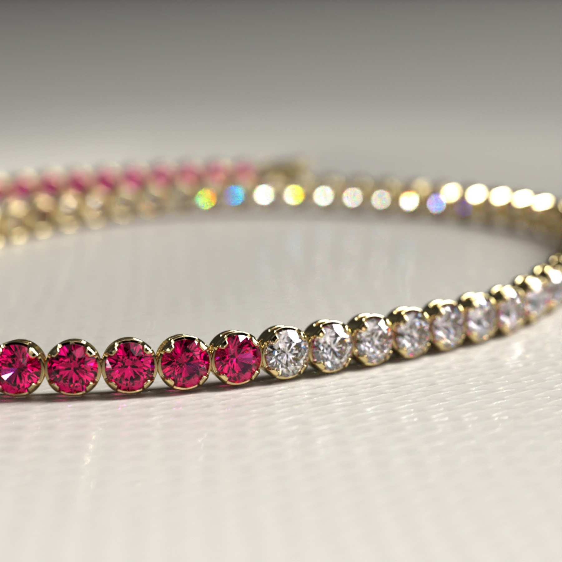 Natural Ruby & Diamond 50-50 Tennis Bracelet in 14K/18K Rose Gold - Evara Jewelry LLC