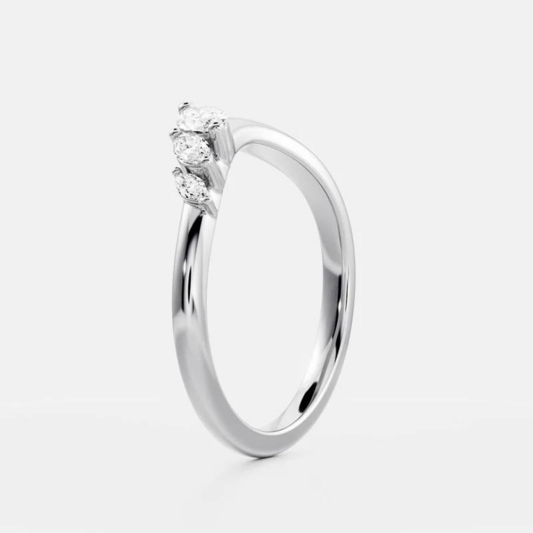 Curved Marquise Band With Lab Grown Diamonds in Solid 14K/18K Gold