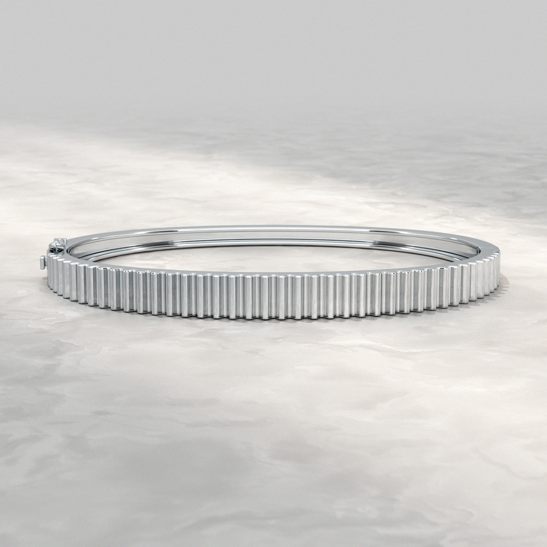 Ribbed Pattern Cuff Bangle in Solid Gold - Evara Jewelry LLC